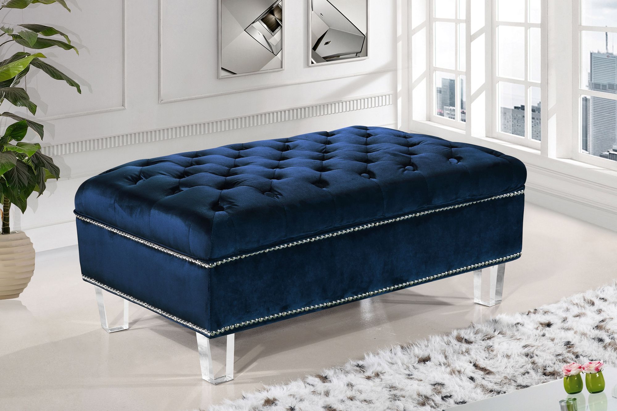 Lucas Velvet Ottoman