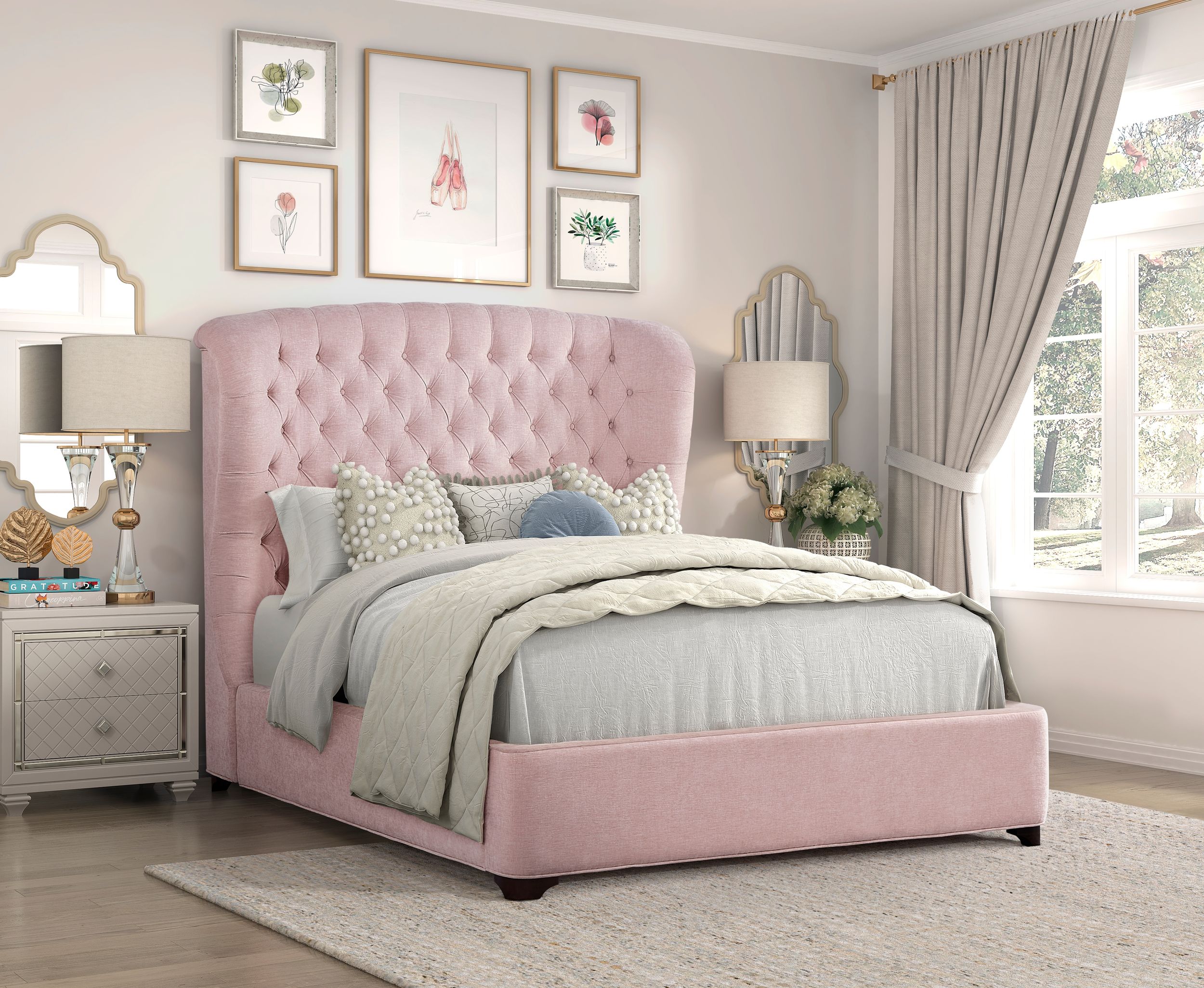 Cameo Chenille Queen Panel Bed