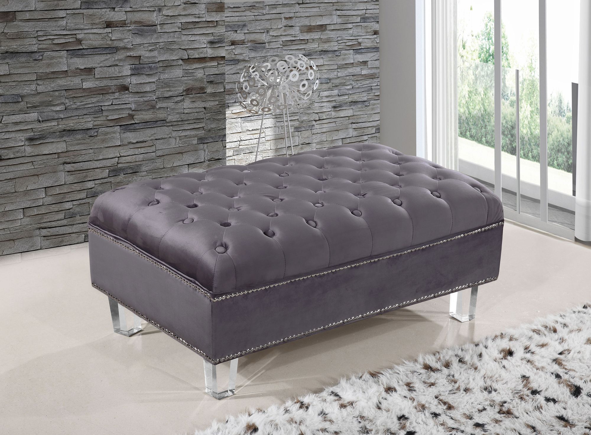 Lucas Velvet Ottoman