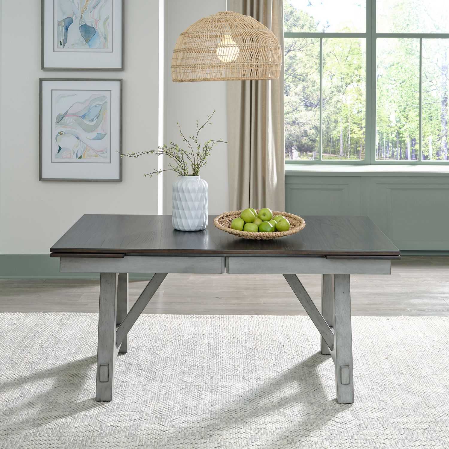 Newport Rectangular Wood Extendable Trestle Table