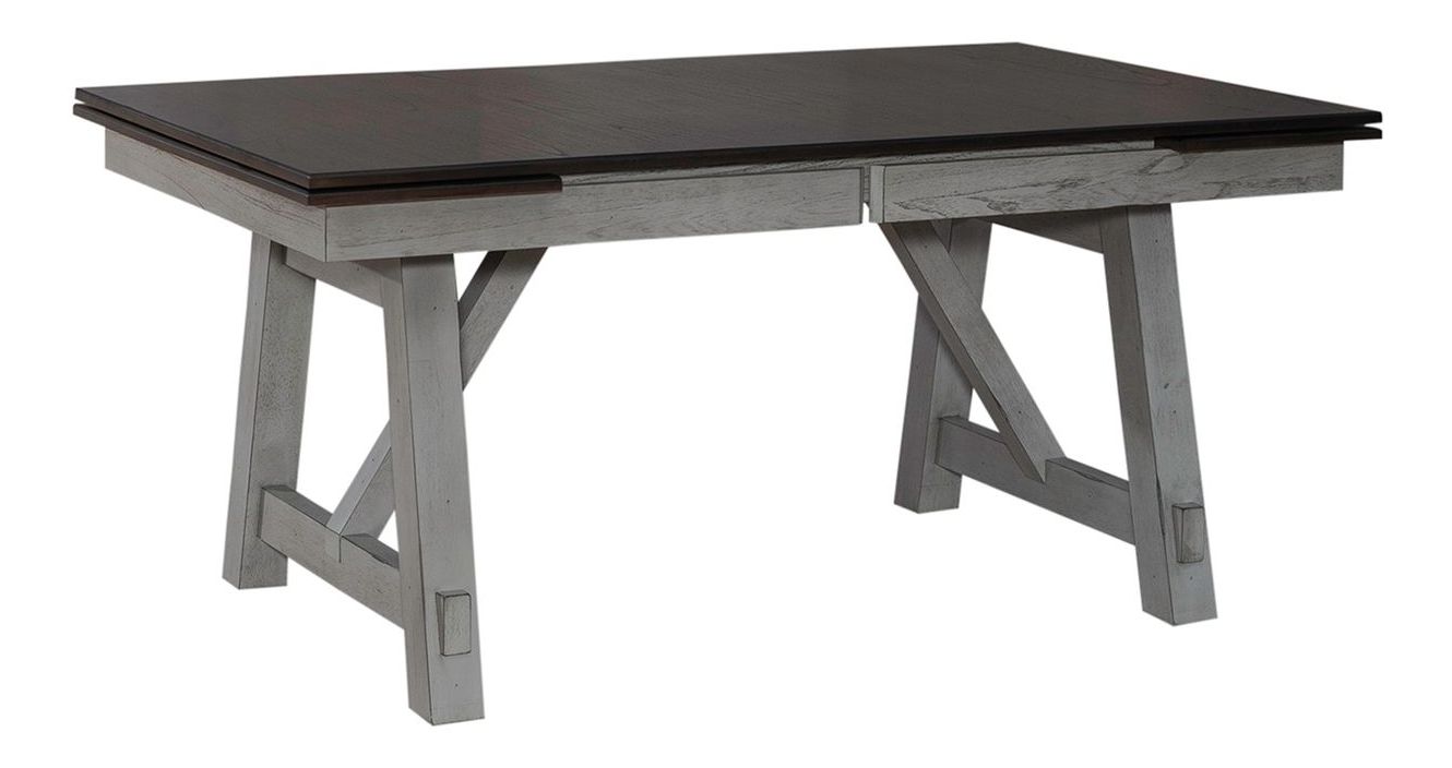 Newport Extendable Trestle Dining Set | Gray Wood 8-Seater