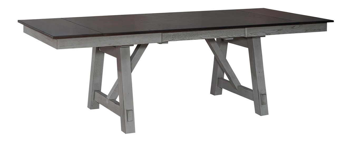 Newport Rectangular Wood Extendable Trestle Table