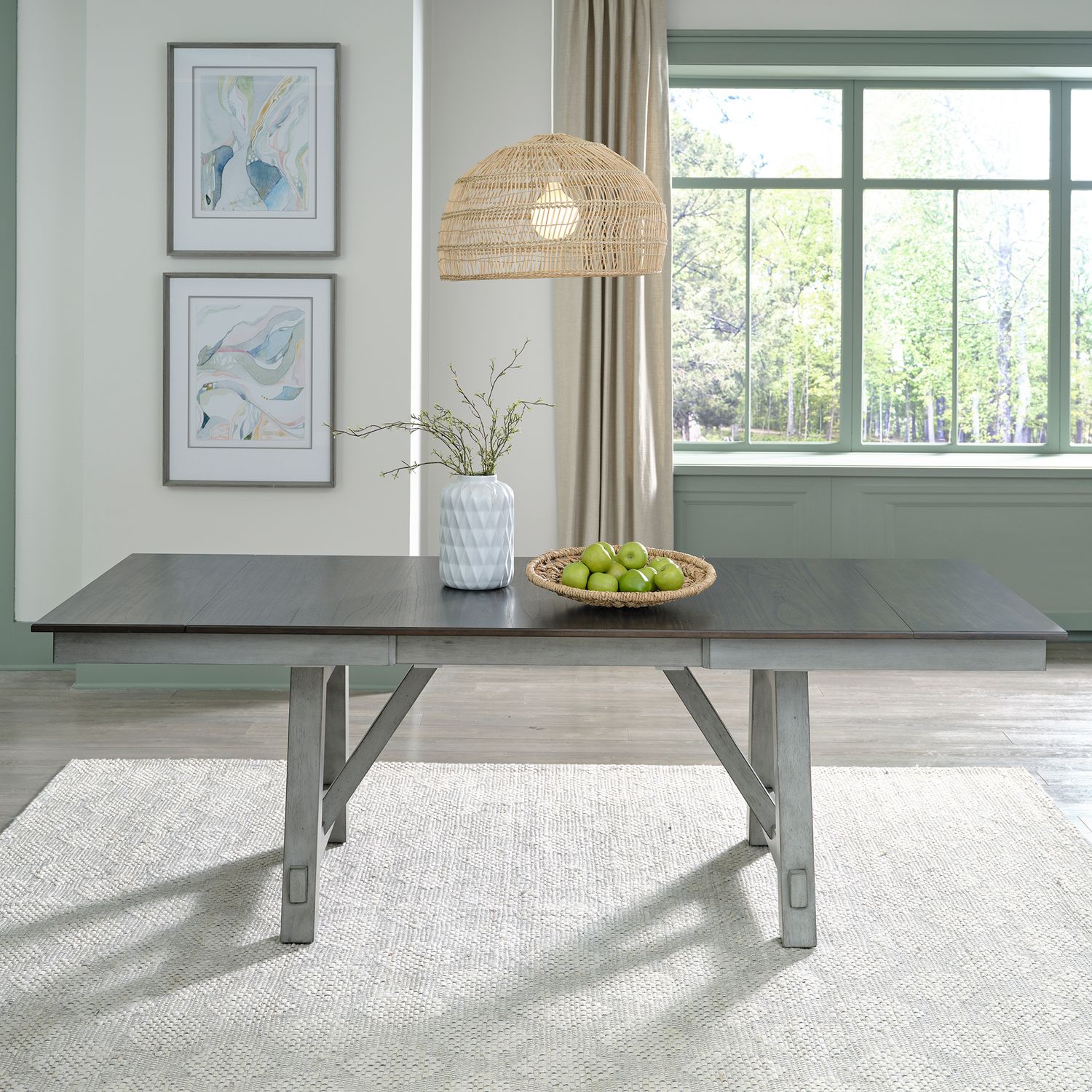 Newport Extendable Trestle Dining Set | Gray Wood 8-Seater