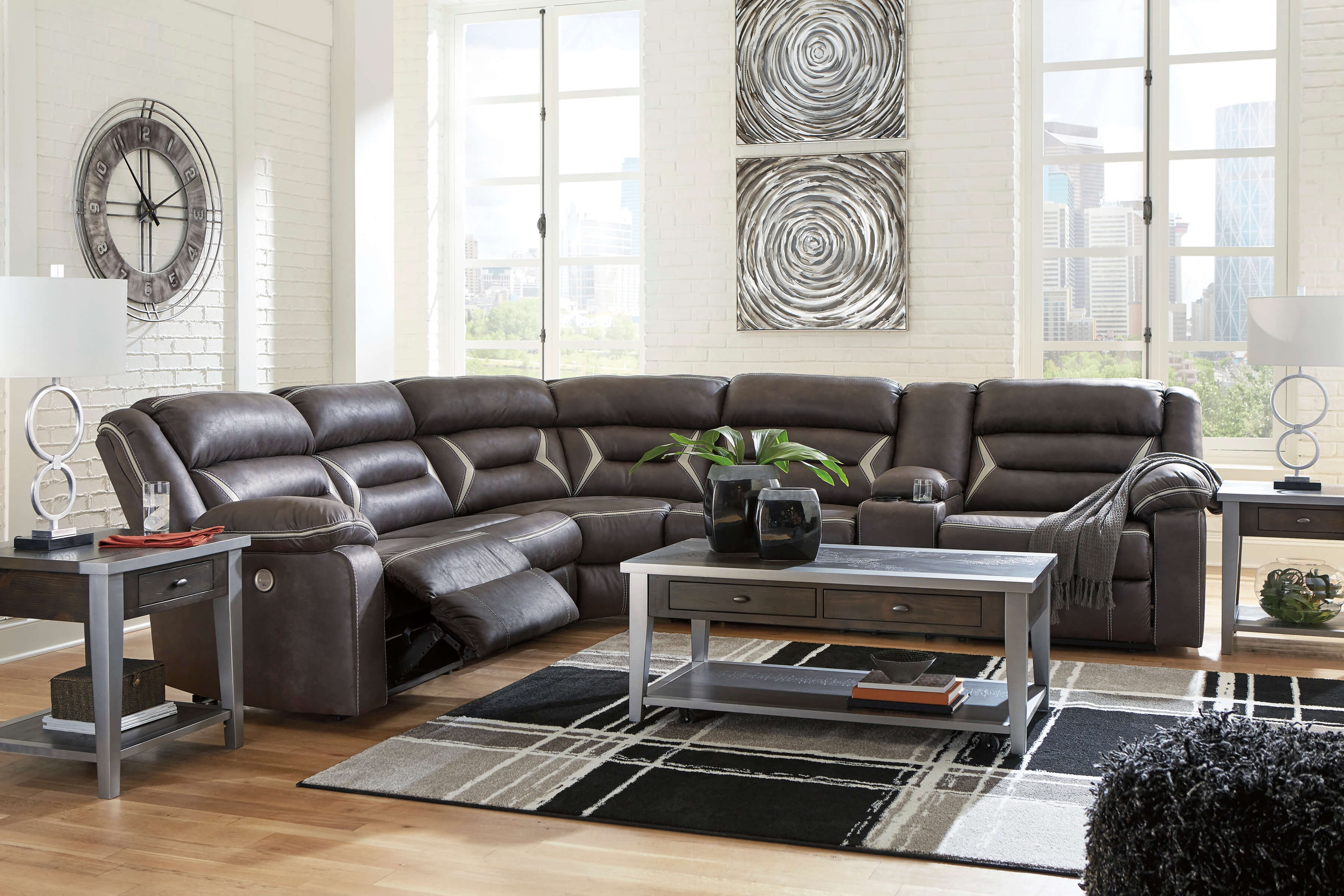 Ashley Kincord 4-Pc Polyester Power Reclining RAF Sectional
