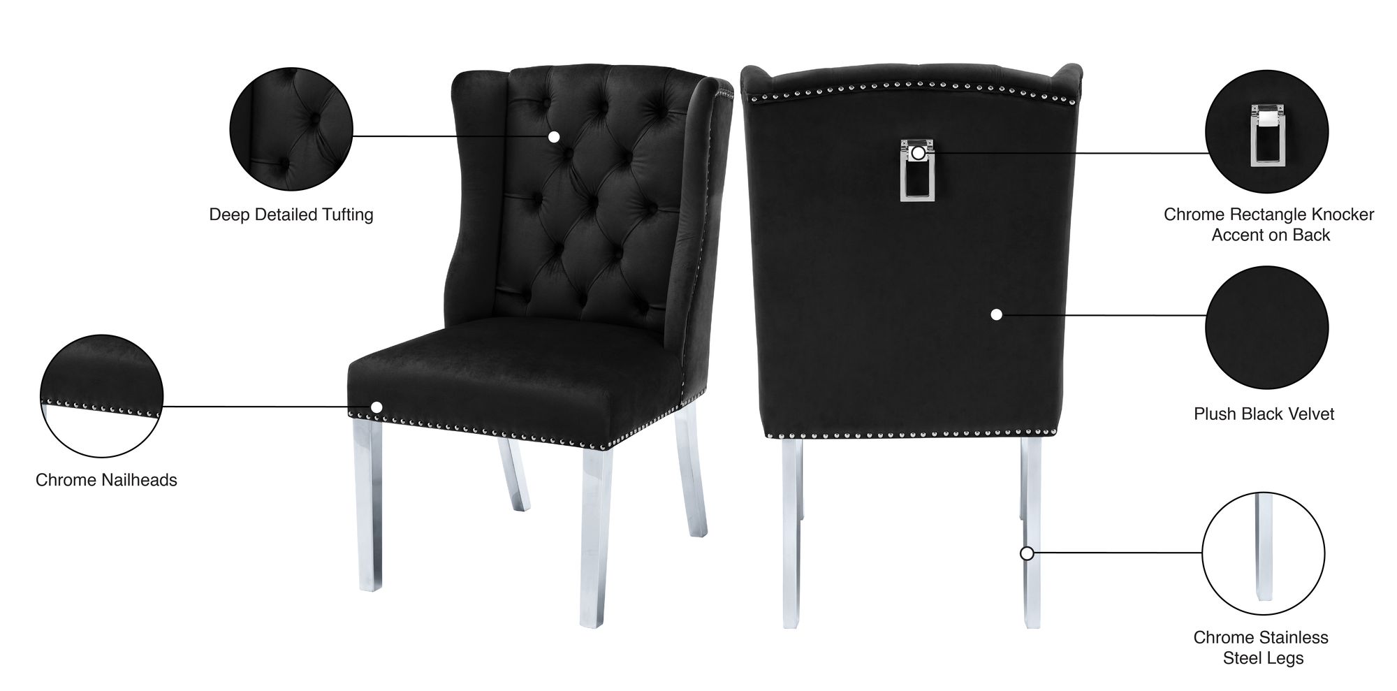 Suri Velvet Dining Chair with Chrome Stainless Steel Legs