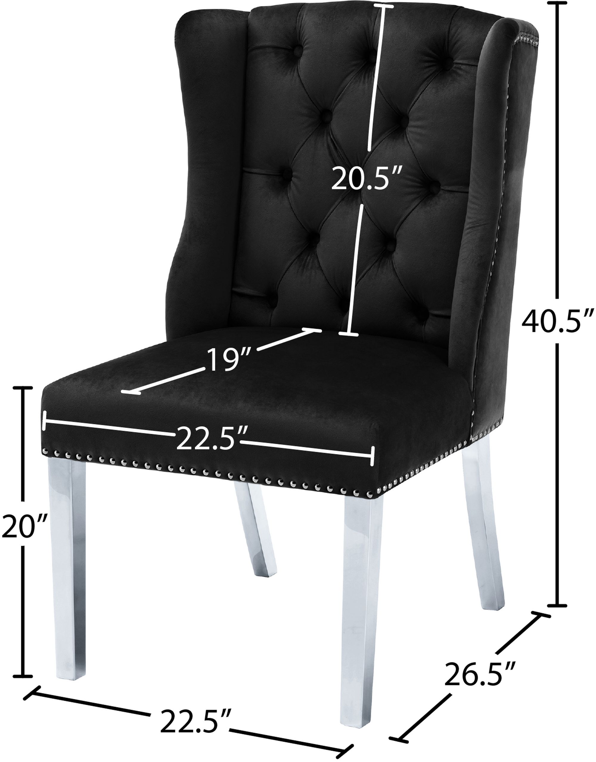 Suri Velvet Dining Chair with Chrome Stainless Steel Legs