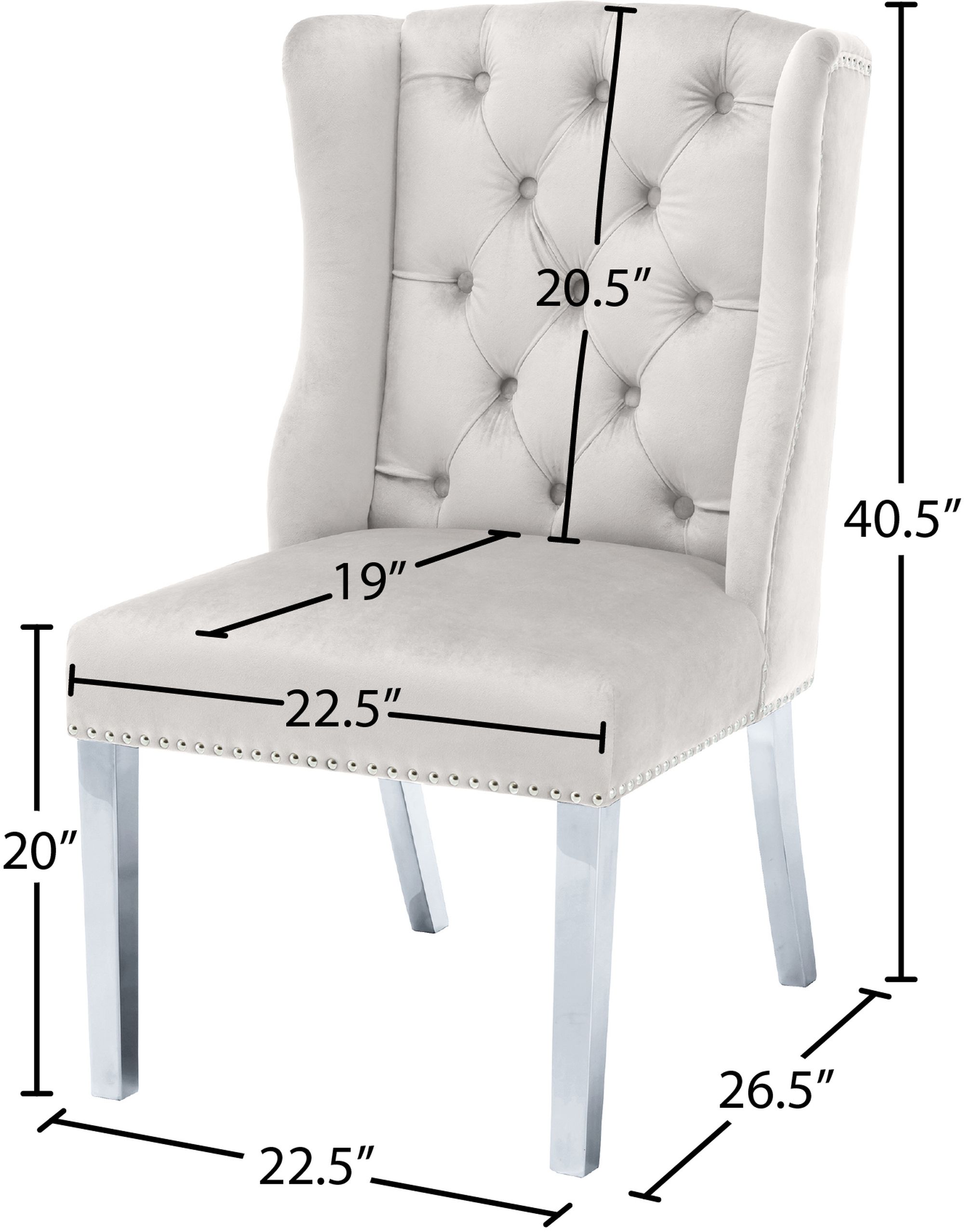 Suri Velvet Dining Chair with Chrome Stainless Steel Legs