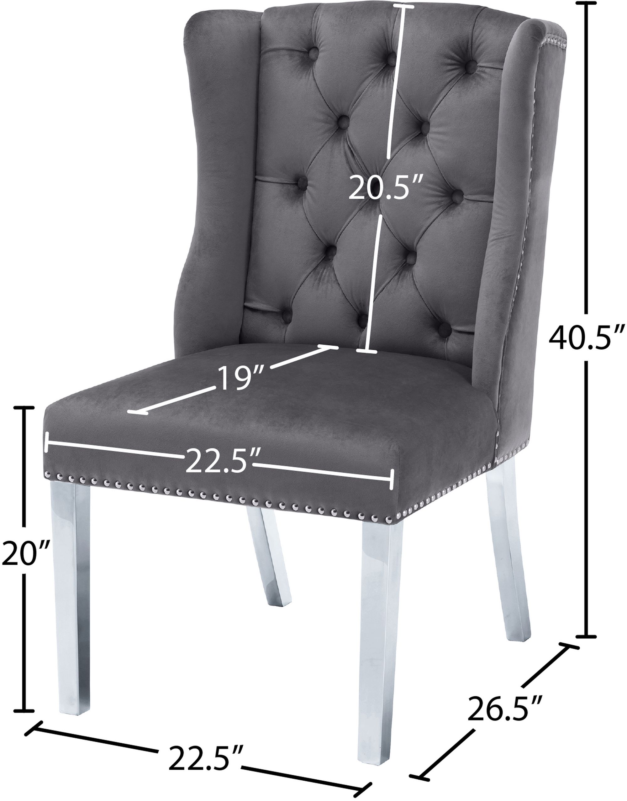 Suri Velvet Dining Chair with Chrome Stainless Steel Legs