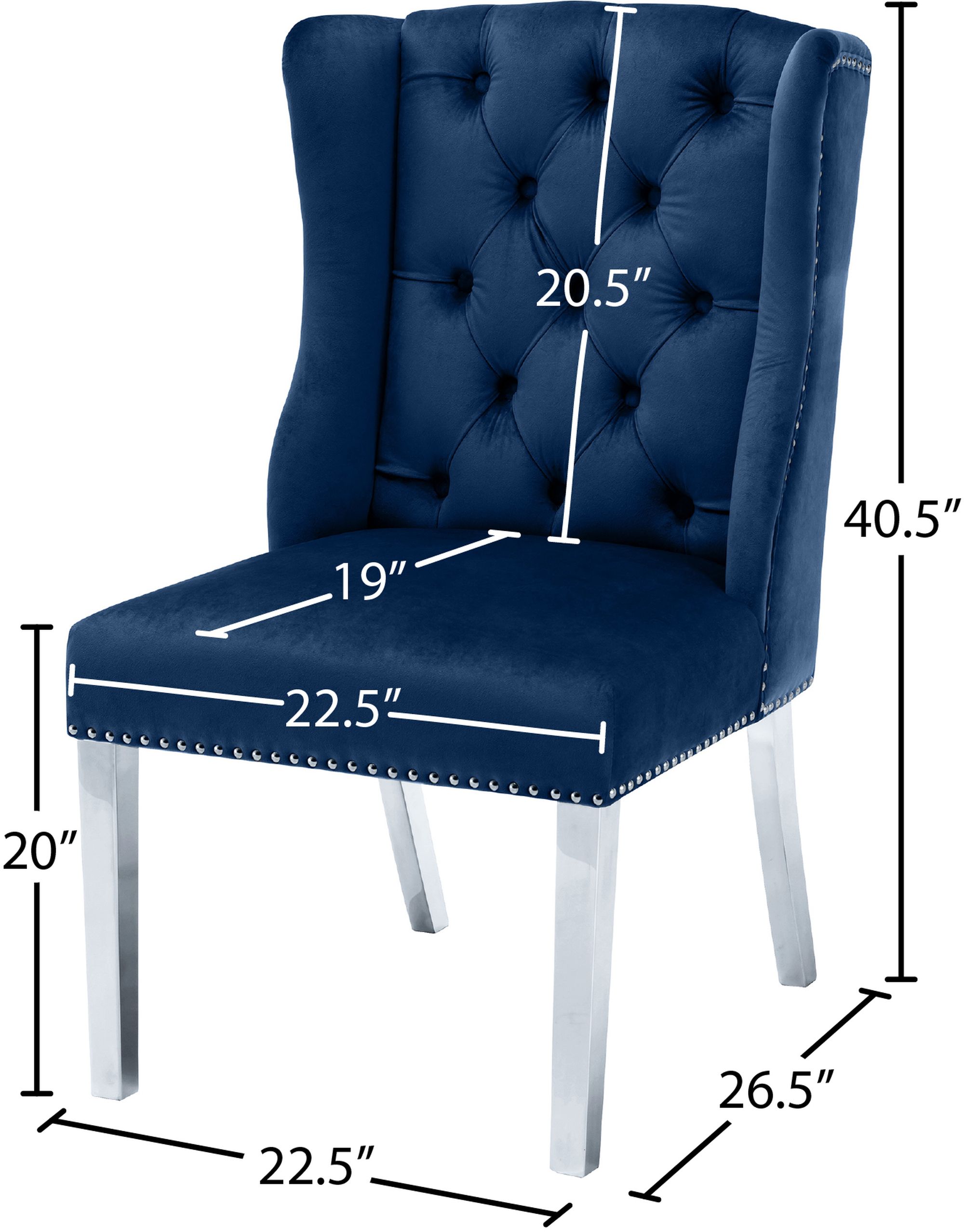 Suri Velvet Dining Chair with Chrome Stainless Steel Legs