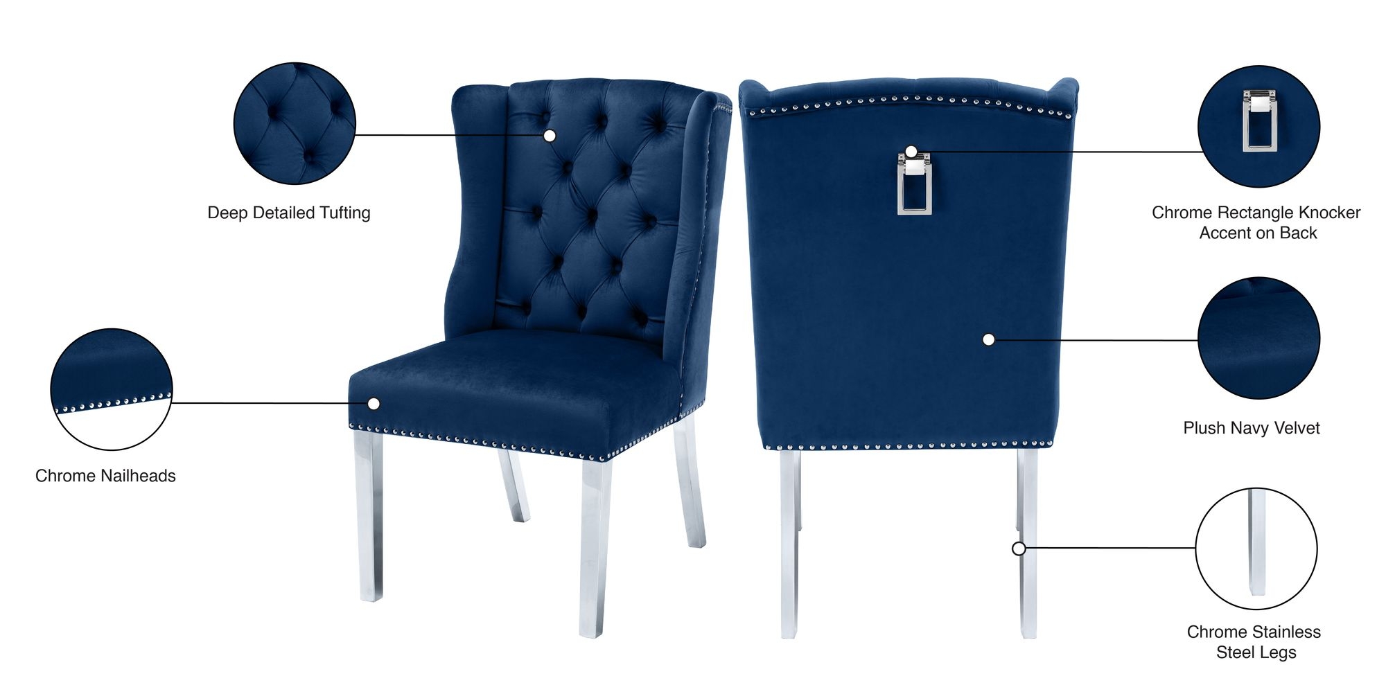 Suri Velvet Dining Chair with Chrome Stainless Steel Legs