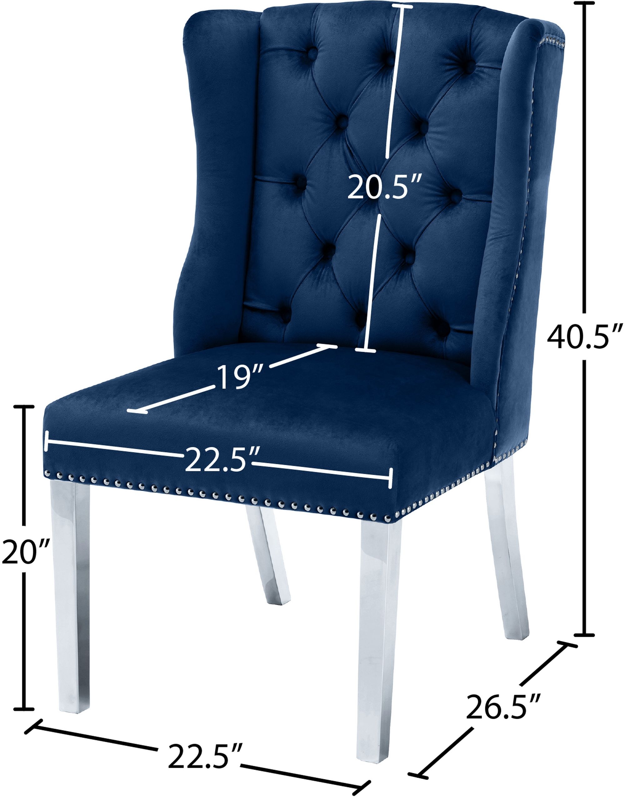 Suri Velvet Dining Chair with Chrome Stainless Steel Legs