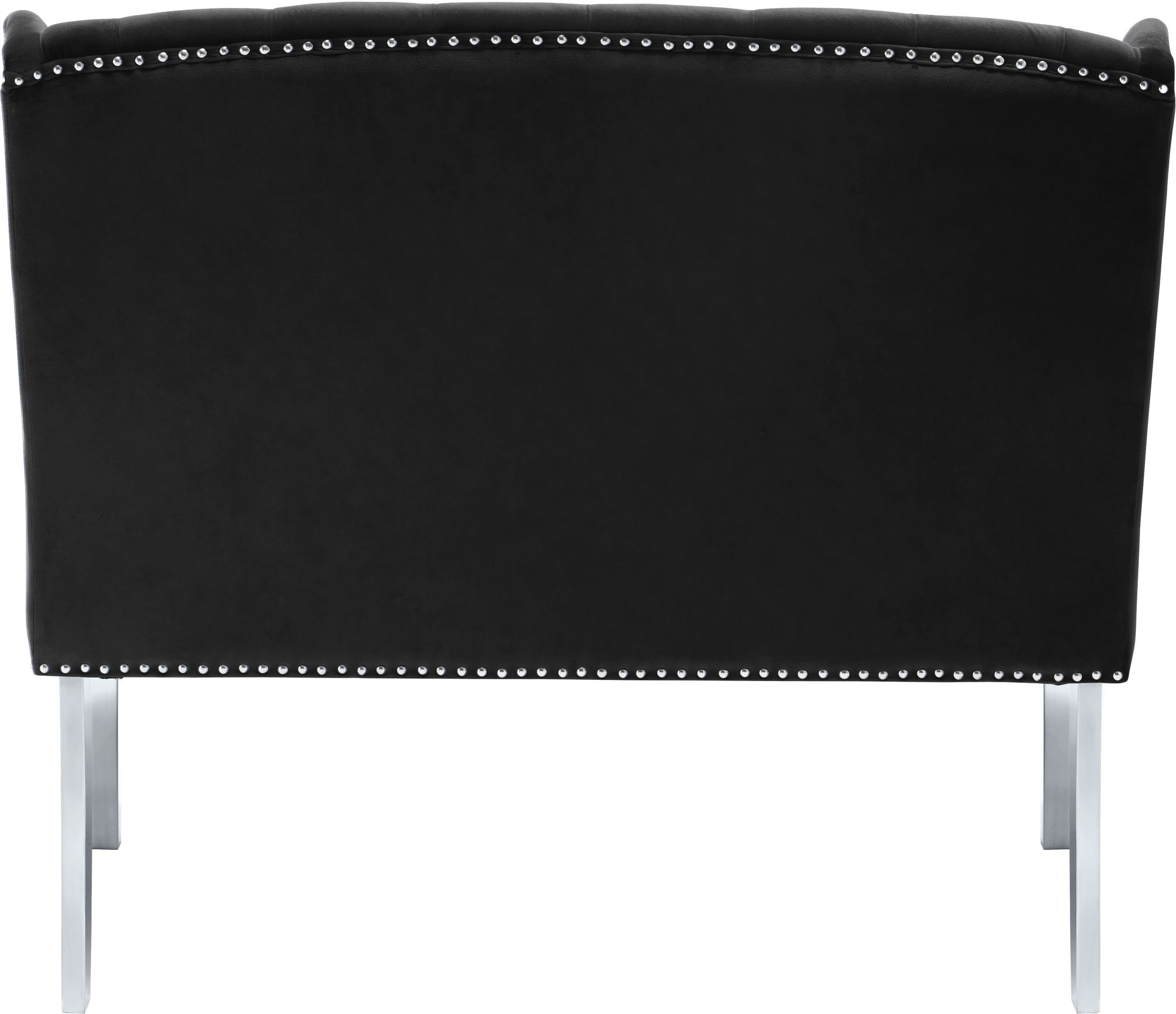 Suri Velvet Settee Bench with Chrome Stainless Steel Legs