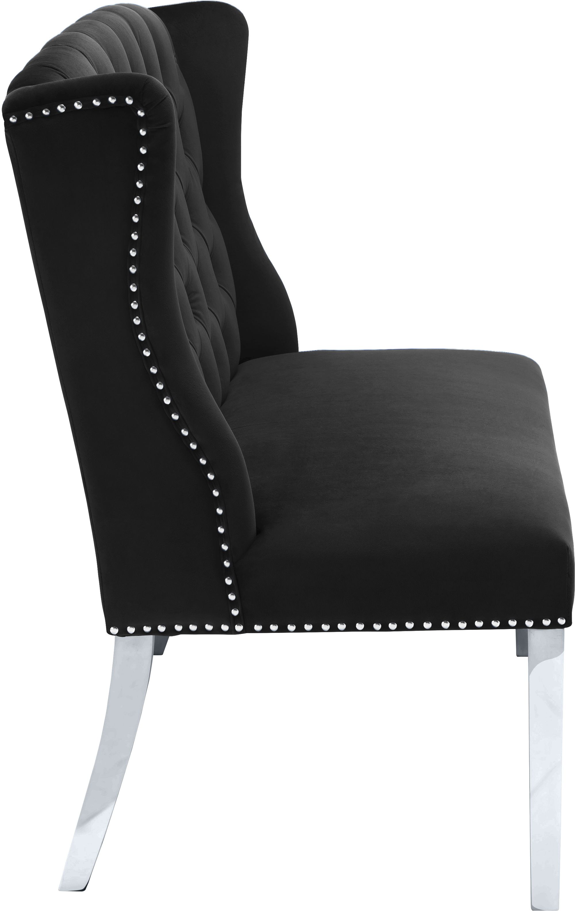 Suri Velvet Settee Bench with Chrome Stainless Steel Legs