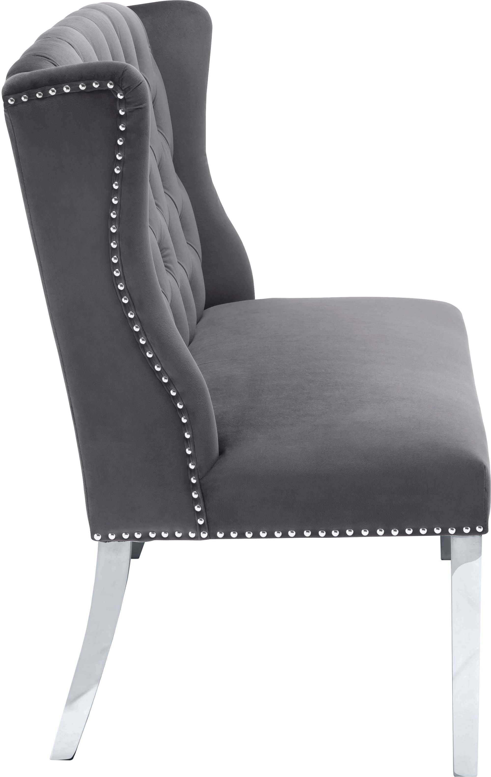 Suri Velvet Settee Bench with Chrome Stainless Steel Legs