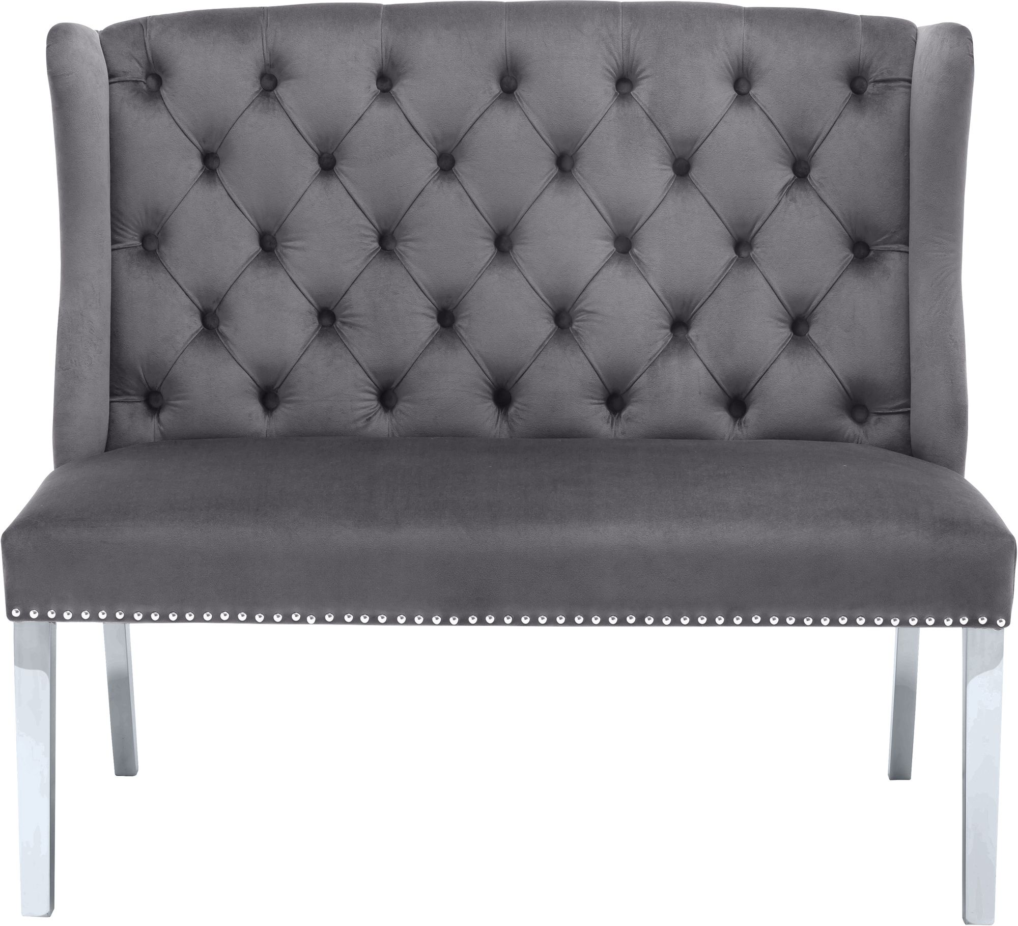 Suri Velvet Settee Bench with Chrome Stainless Steel Legs