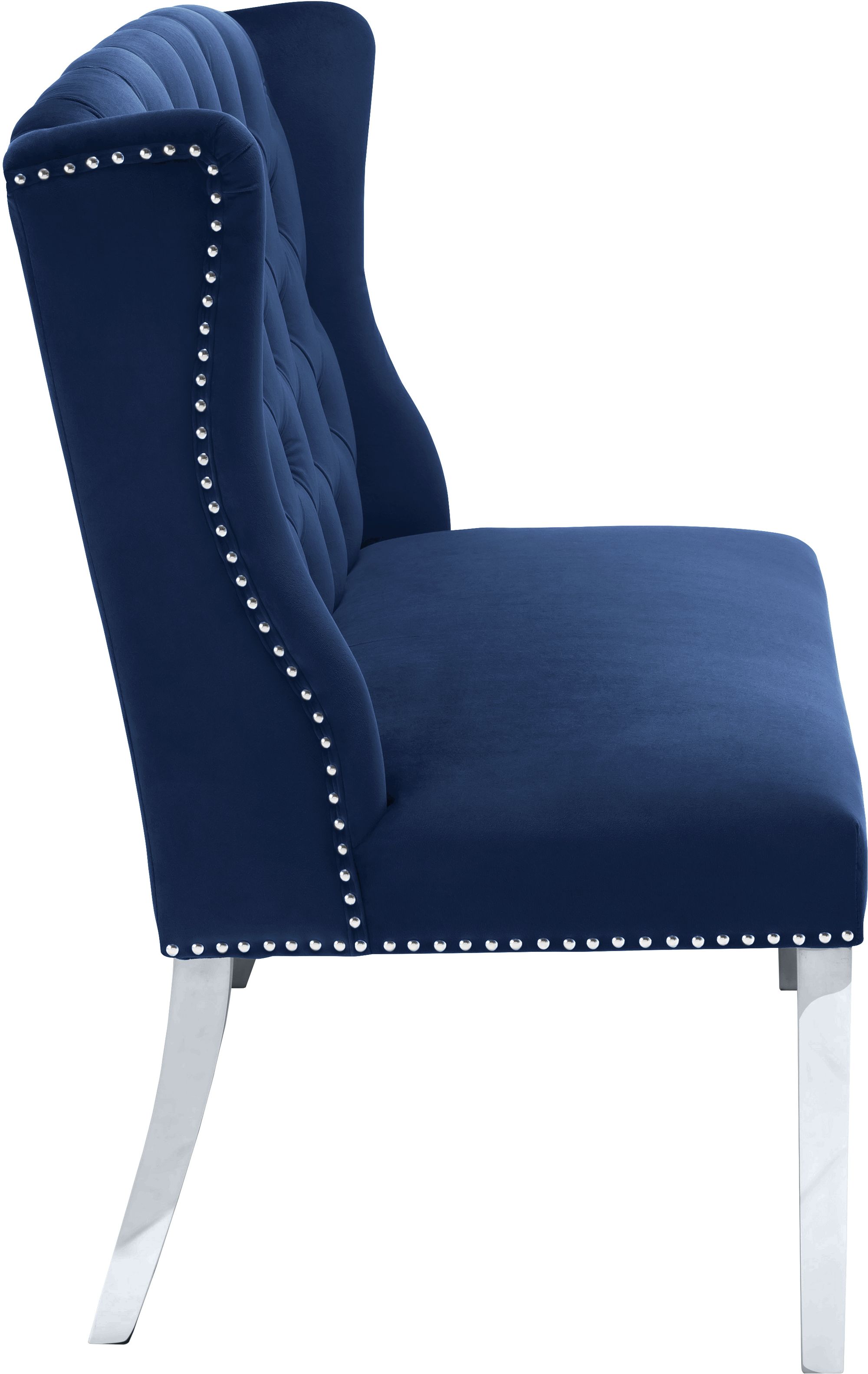 Suri Velvet Settee Bench with Chrome Stainless Steel Legs