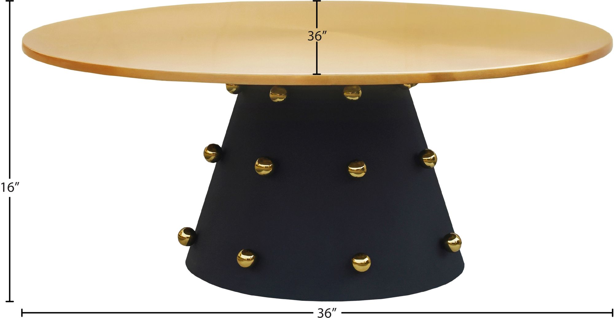 Raven 36" Round Metal Coffee Table with Matte Black Base