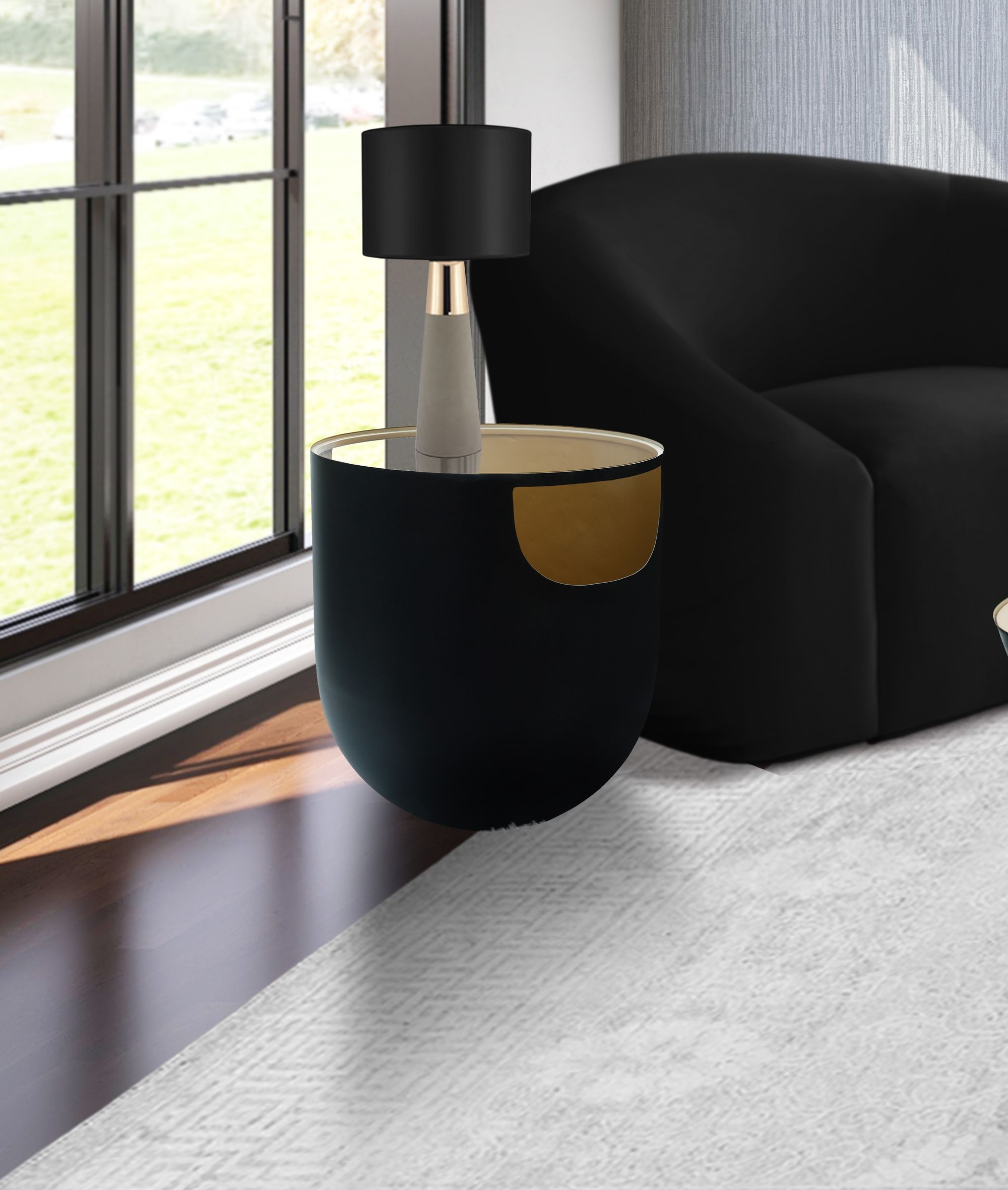 Doma 20" Round Glass Coffee Table with Metal Base