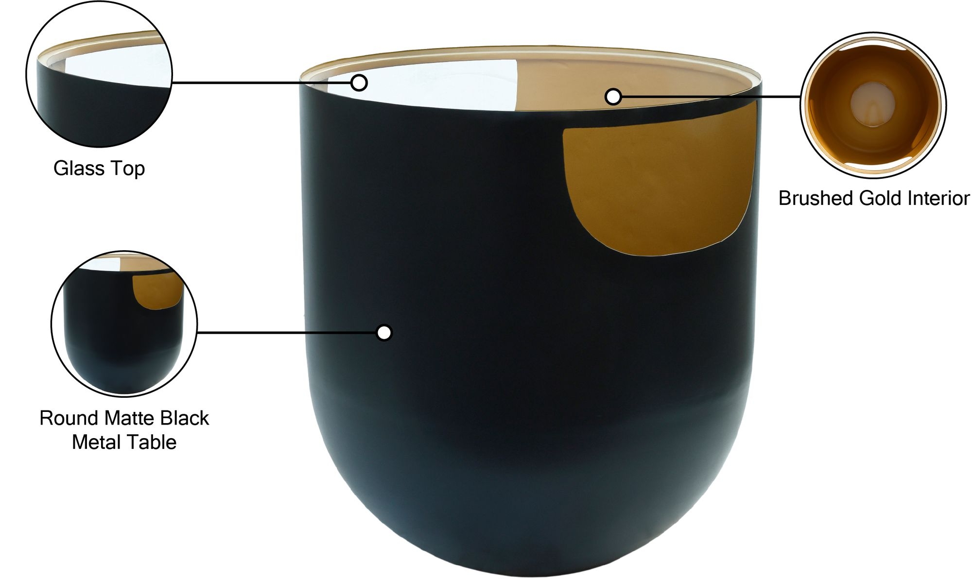 Doma 20" Round Glass Coffee Table with Metal Base