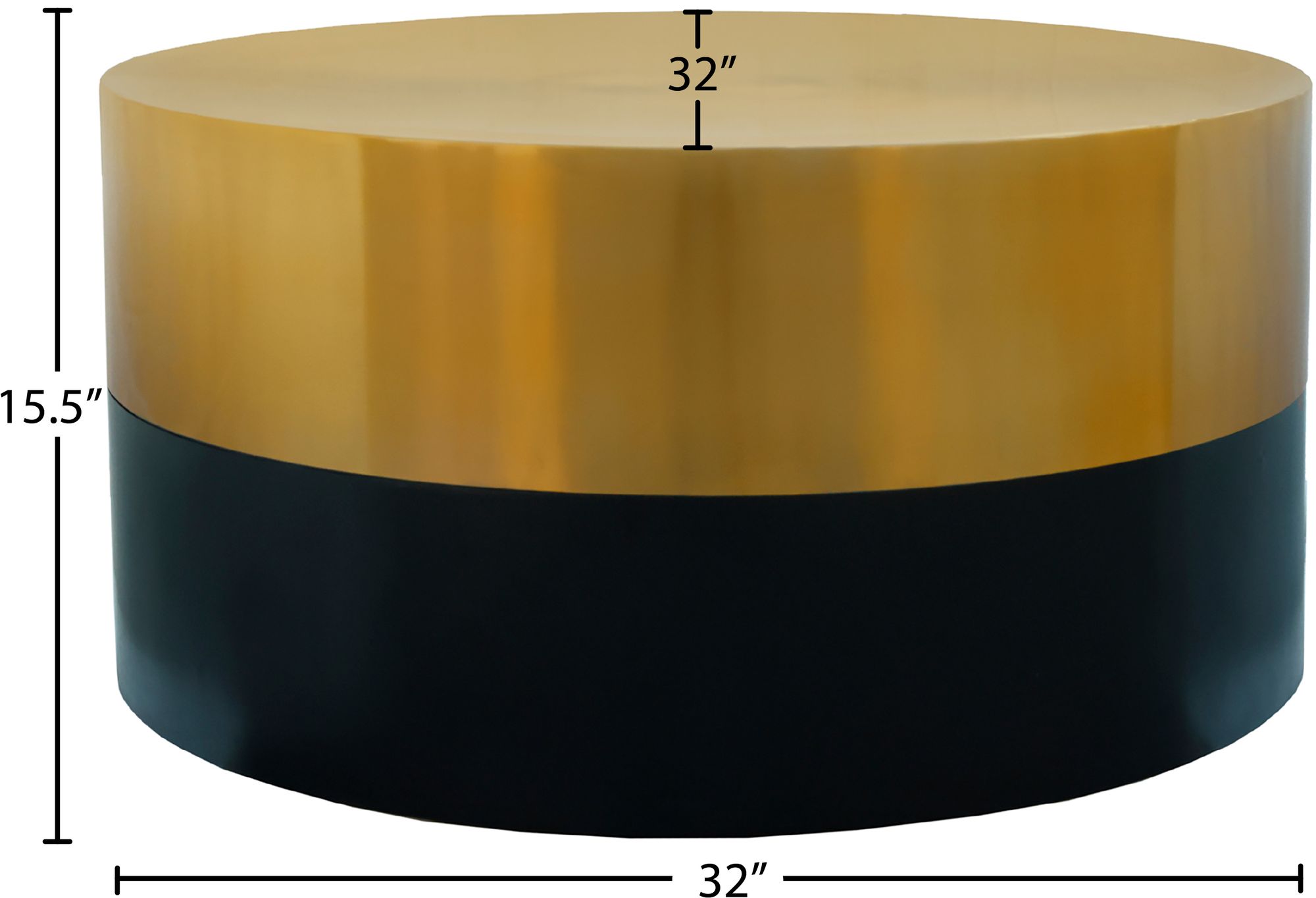 Sun 32" Round Metal Coffee Table with Matte Black Base