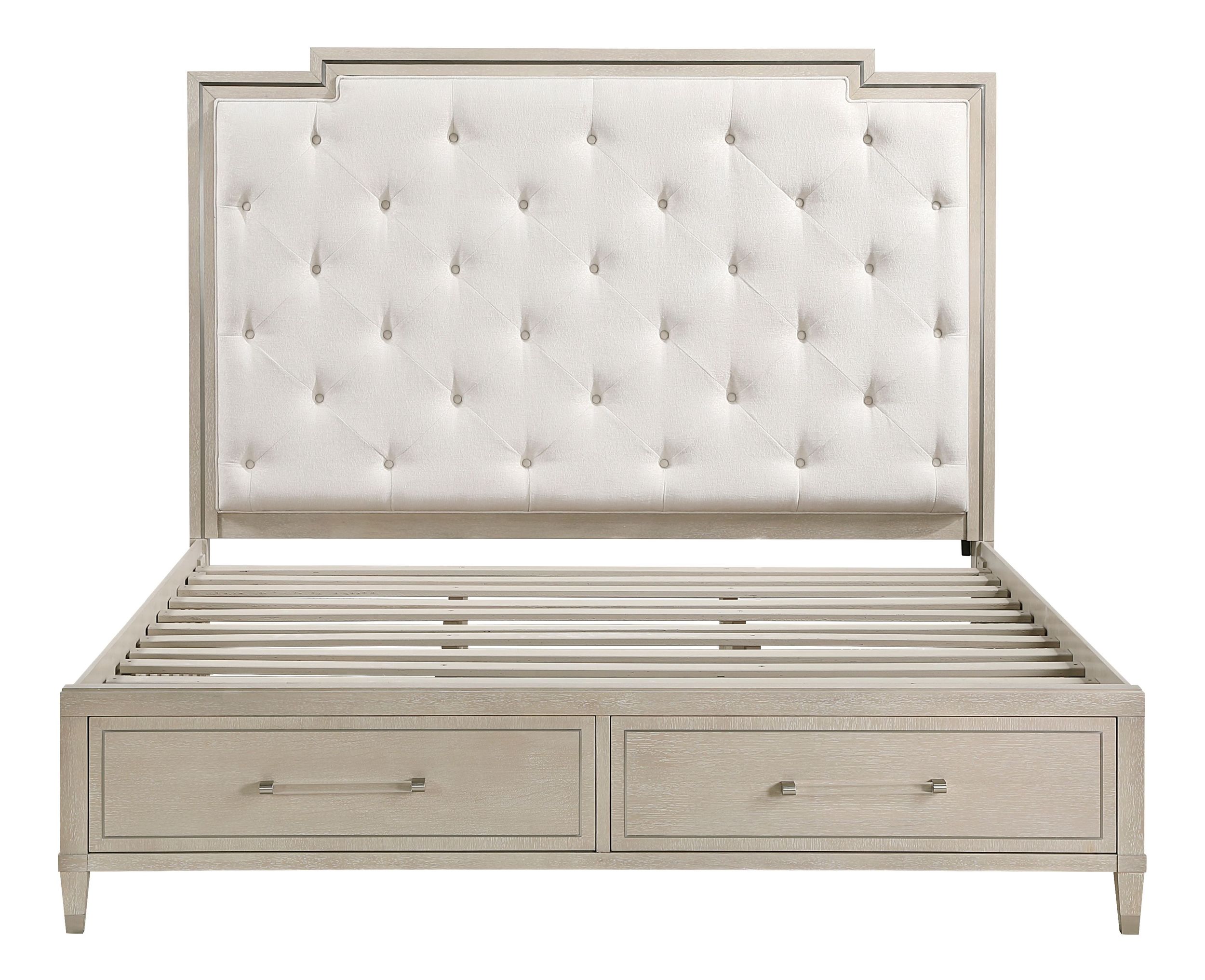 Genoa Chenille/Wood California King Storage Platform Bed