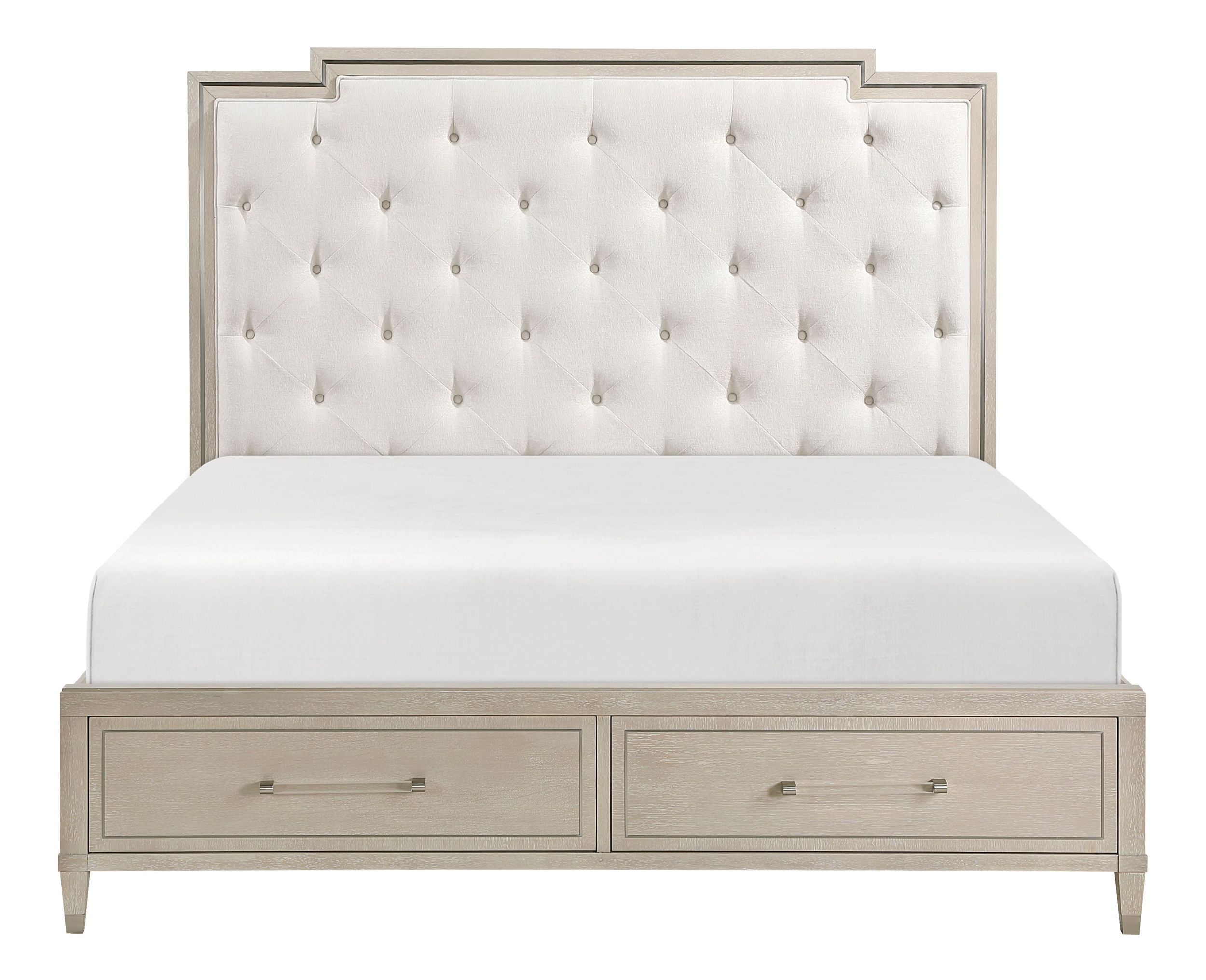 Genoa Chenille/Wood California King Storage Platform Bed