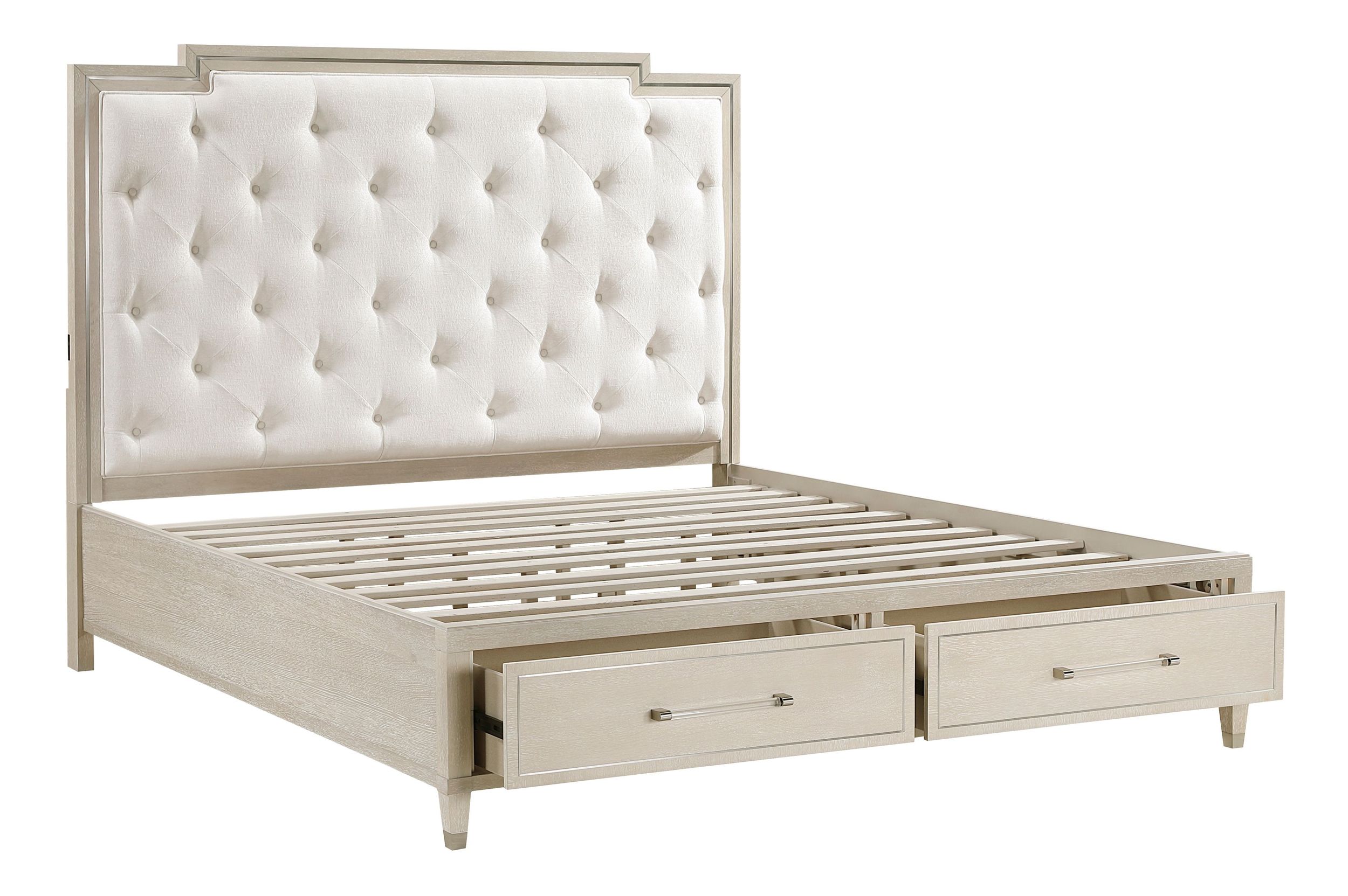 Genoa Chenille/Wood Storage Platform Bed