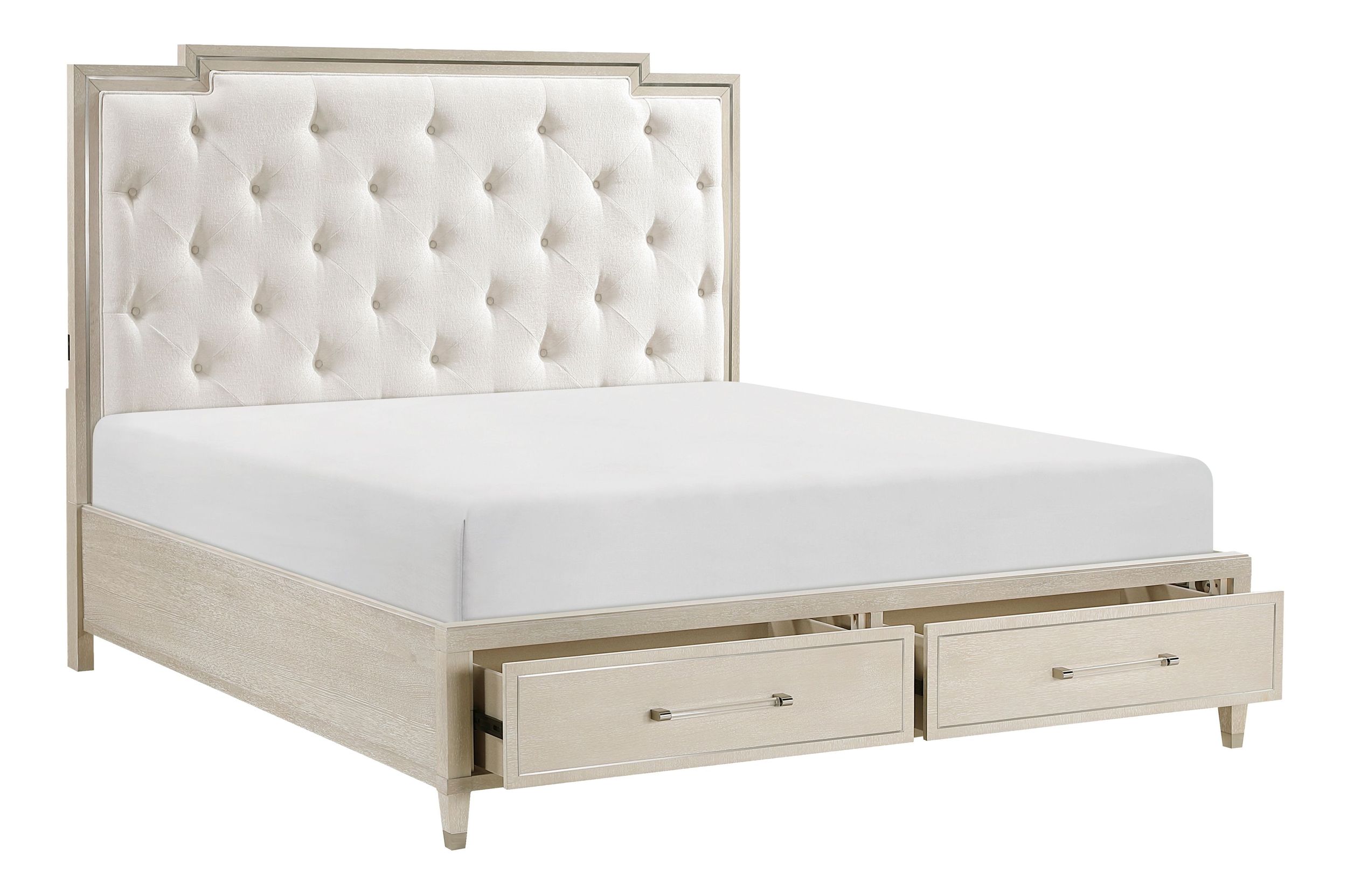 Genoa Chenille/Wood California King Storage Platform Bed