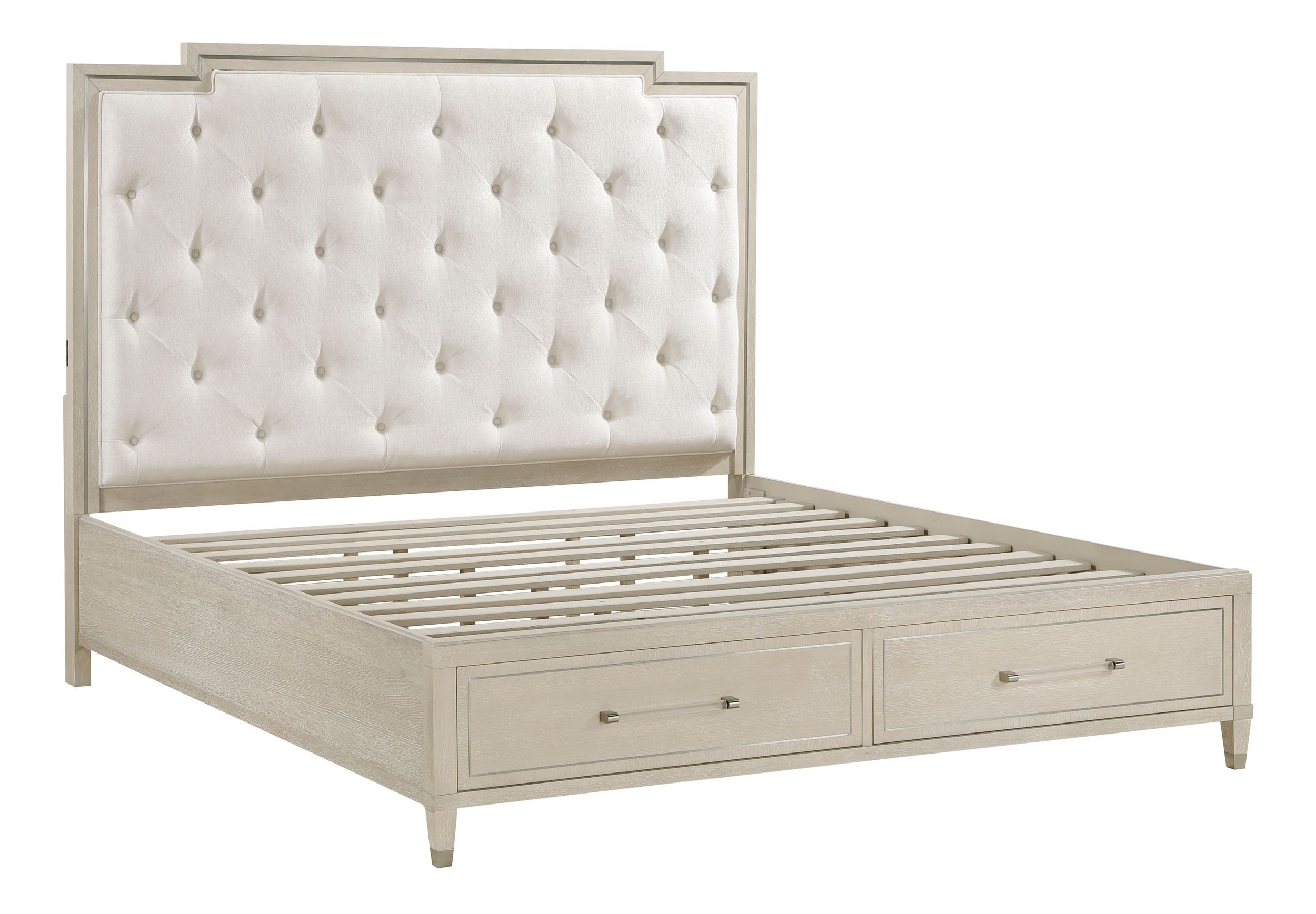 Genoa Chenille/Wood California King Storage Platform Bed