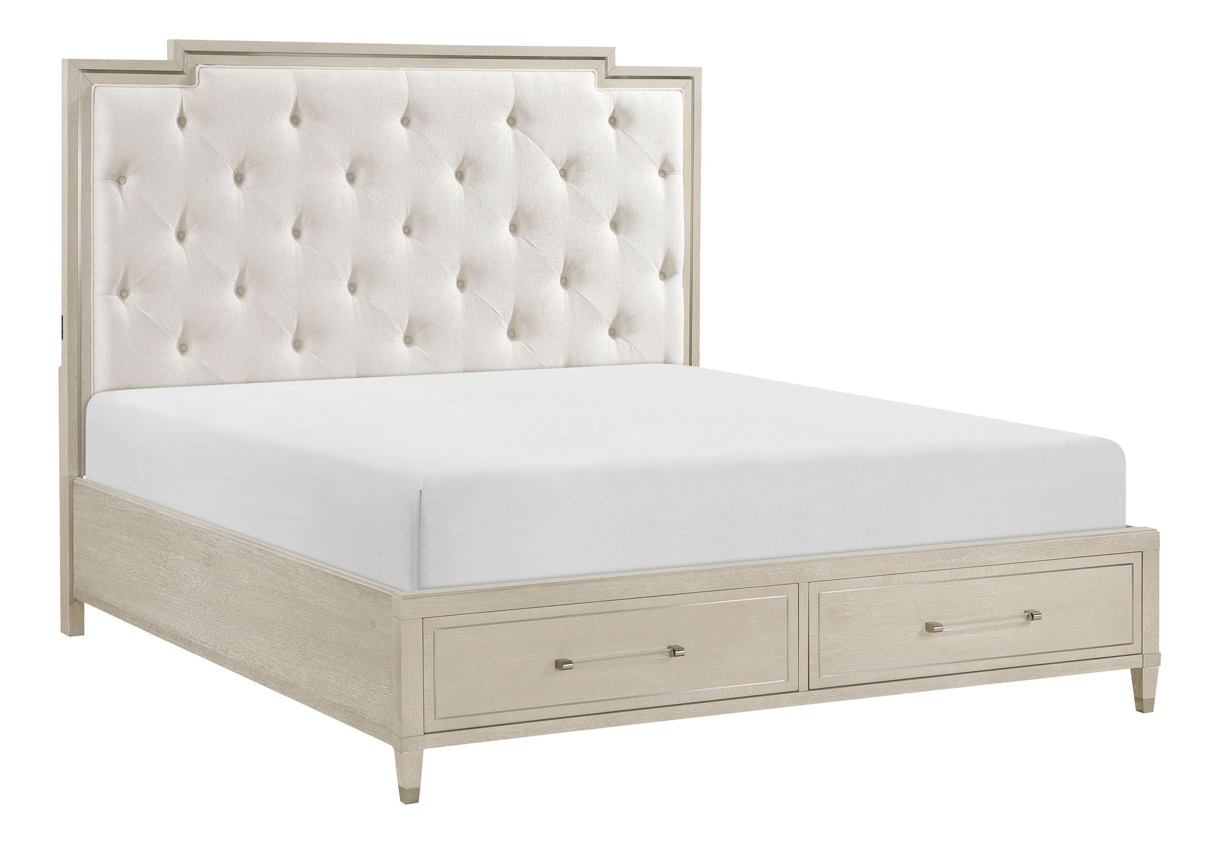 Genoa Chenille/Wood Storage Platform Bed