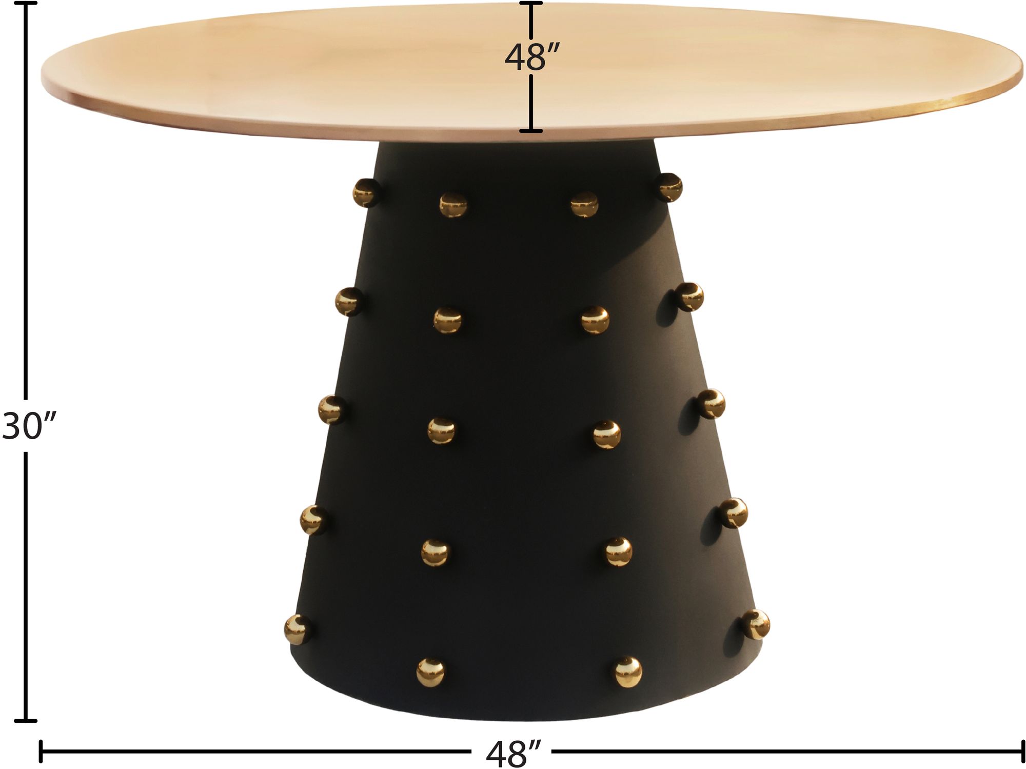 Raven 48" Round Brushed Dining Table with Matte Black Base