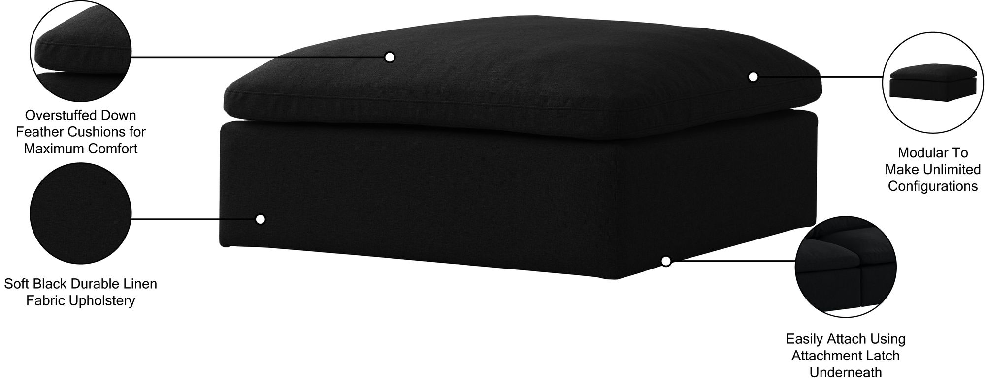 Serene Linen Fabric Deluxe Comfort Ottoman