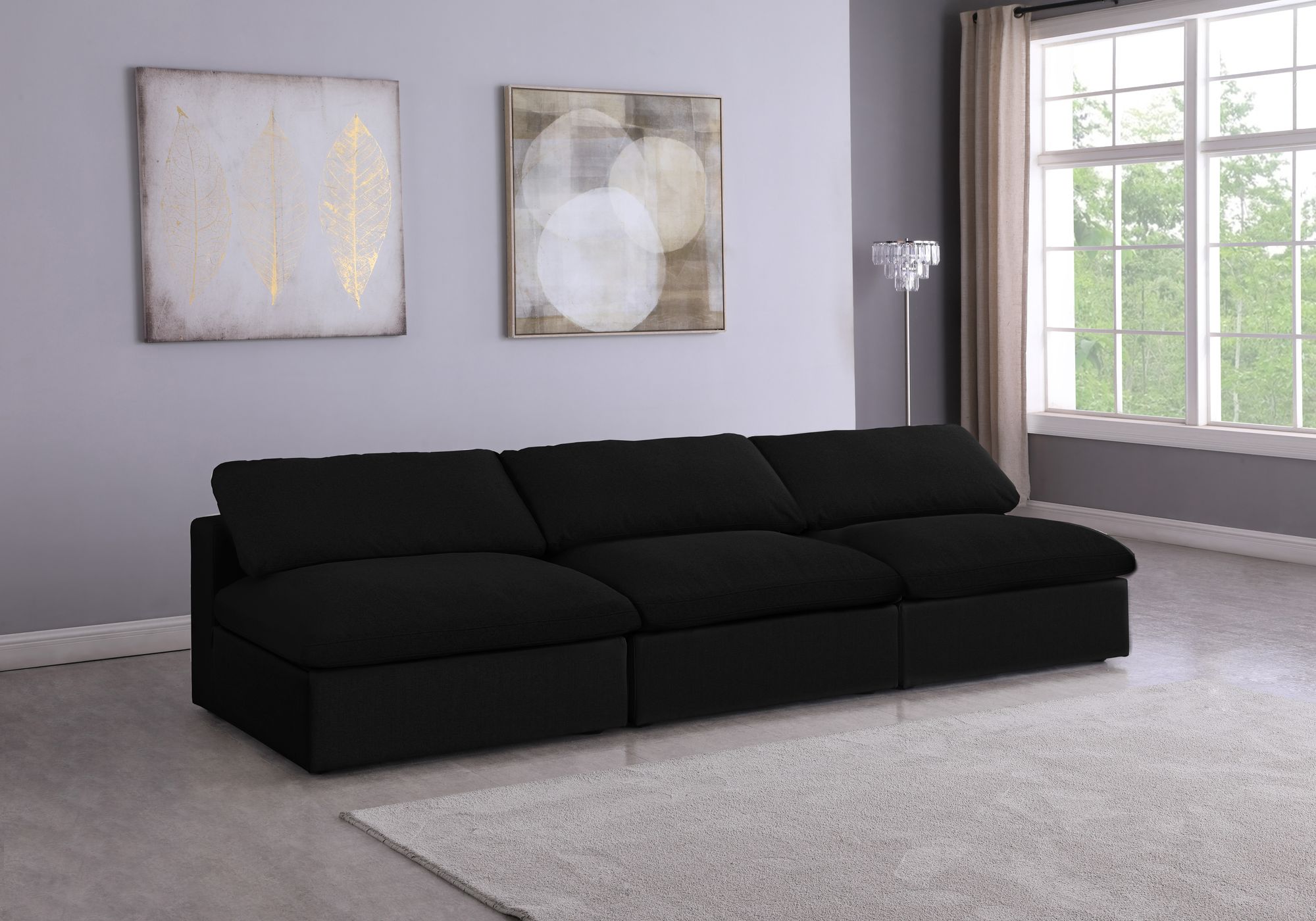 Serene 117" Linen Fabric Deluxe Comfort Modular Armless Sofa