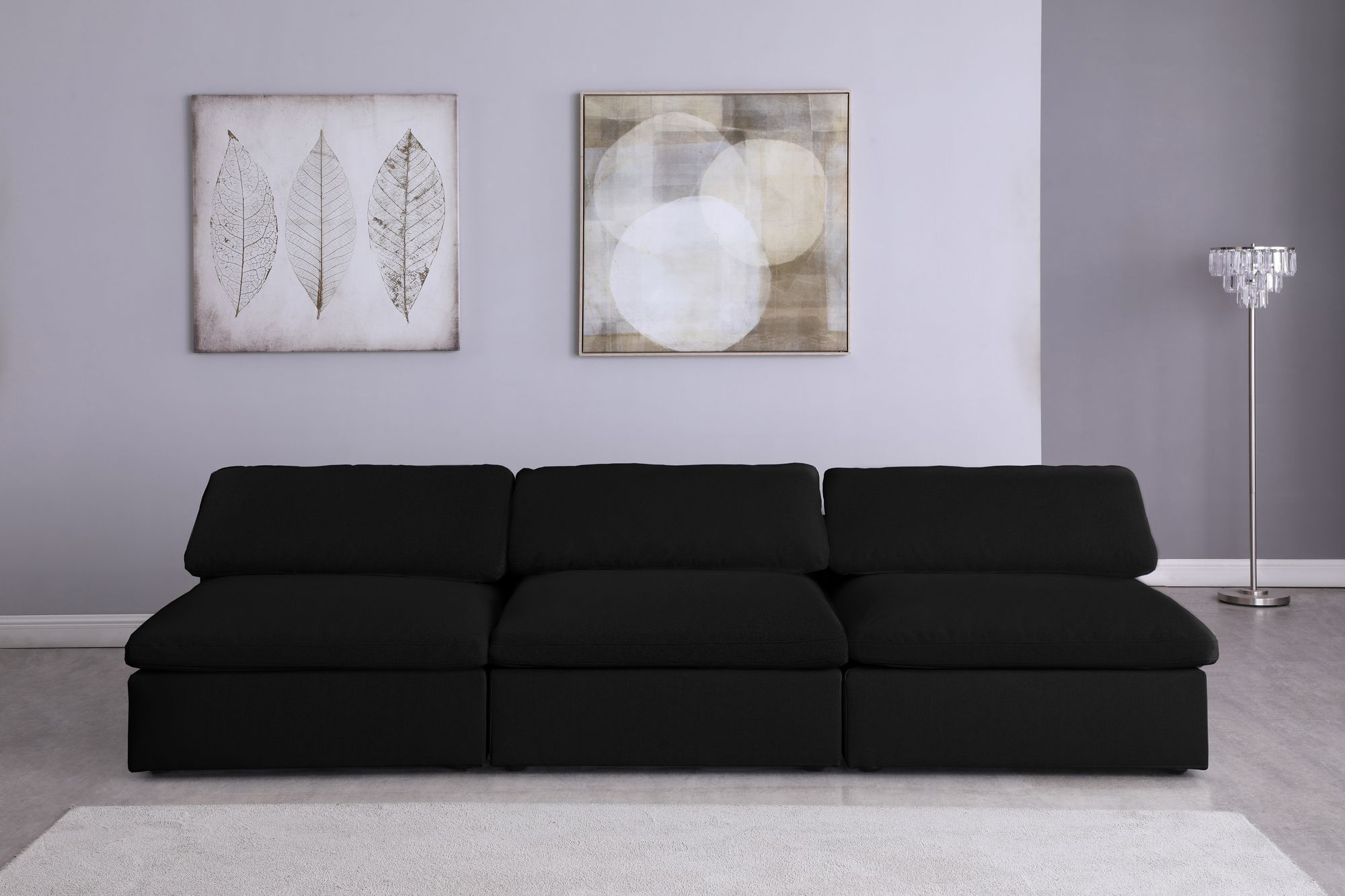 Serene 117" Linen Fabric Deluxe Comfort Modular Armless Sofa