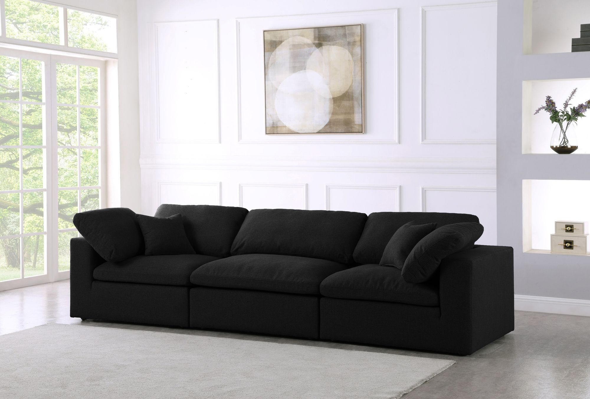Serene 119" Linen Fabric Deluxe Comfort Modular Sofa