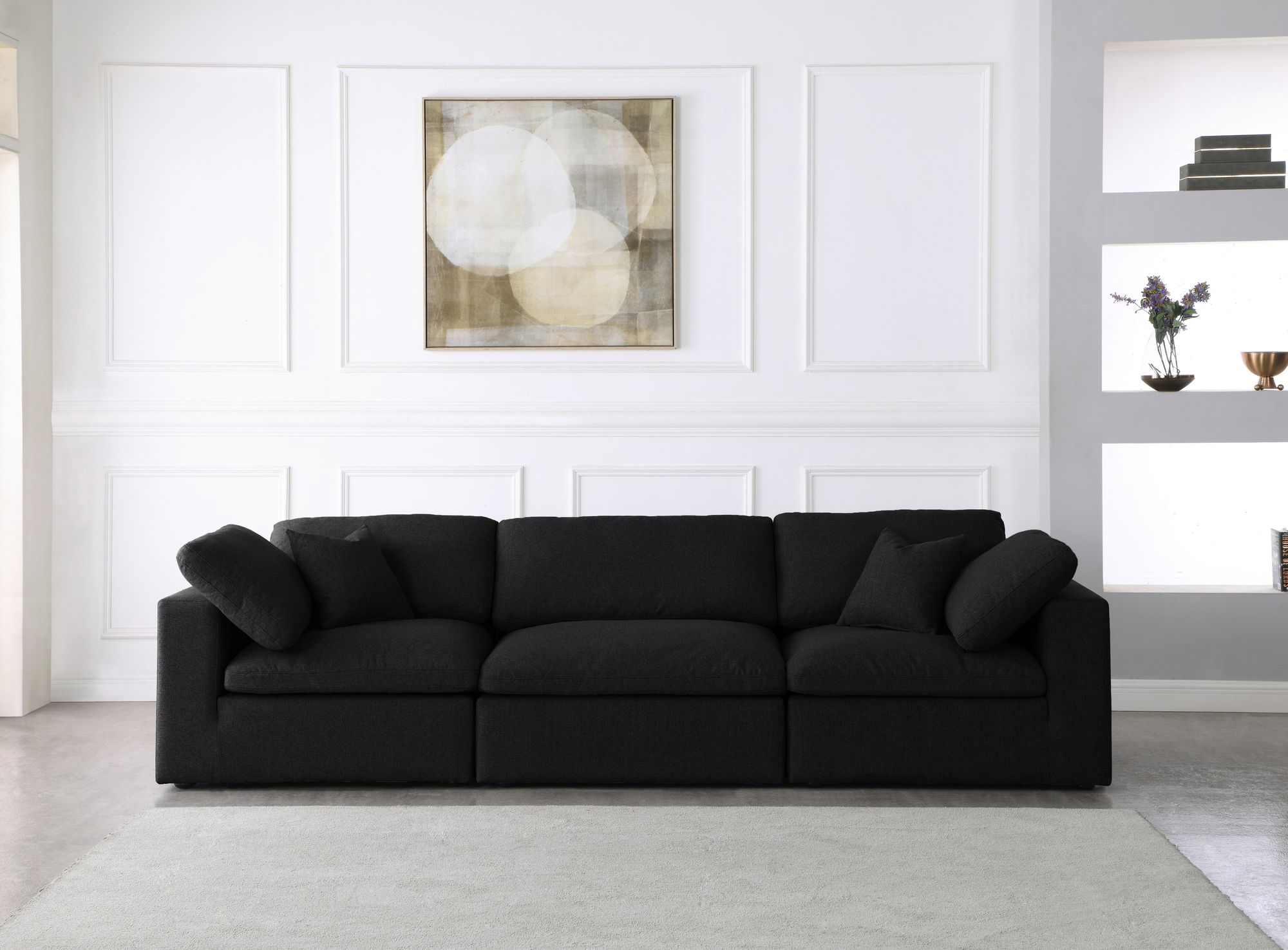 Serene 119" Linen Fabric Deluxe Comfort Modular Sofa