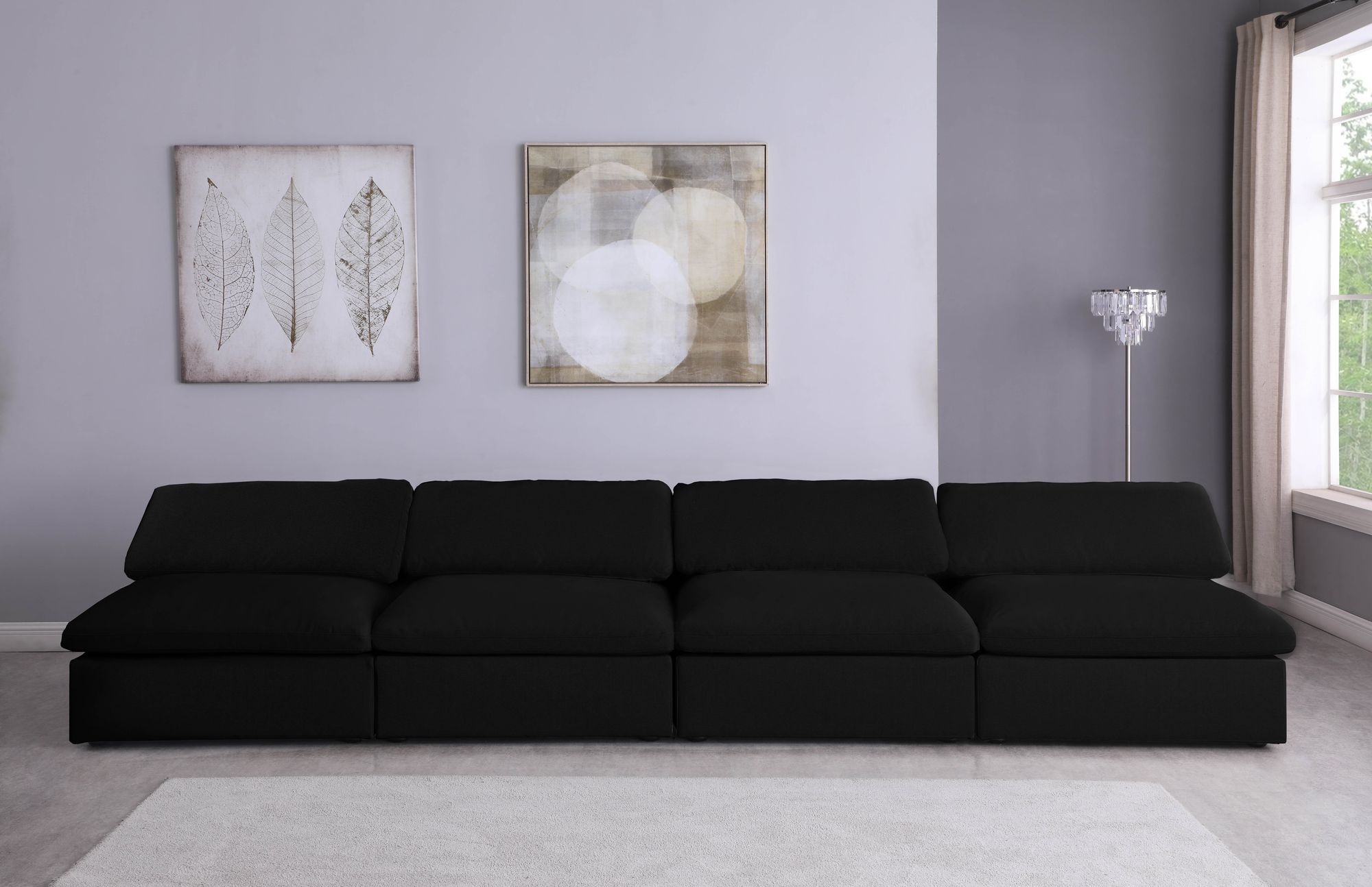 Serene 156" Linen Fabric Deluxe Comfort Modular Armless Sofa