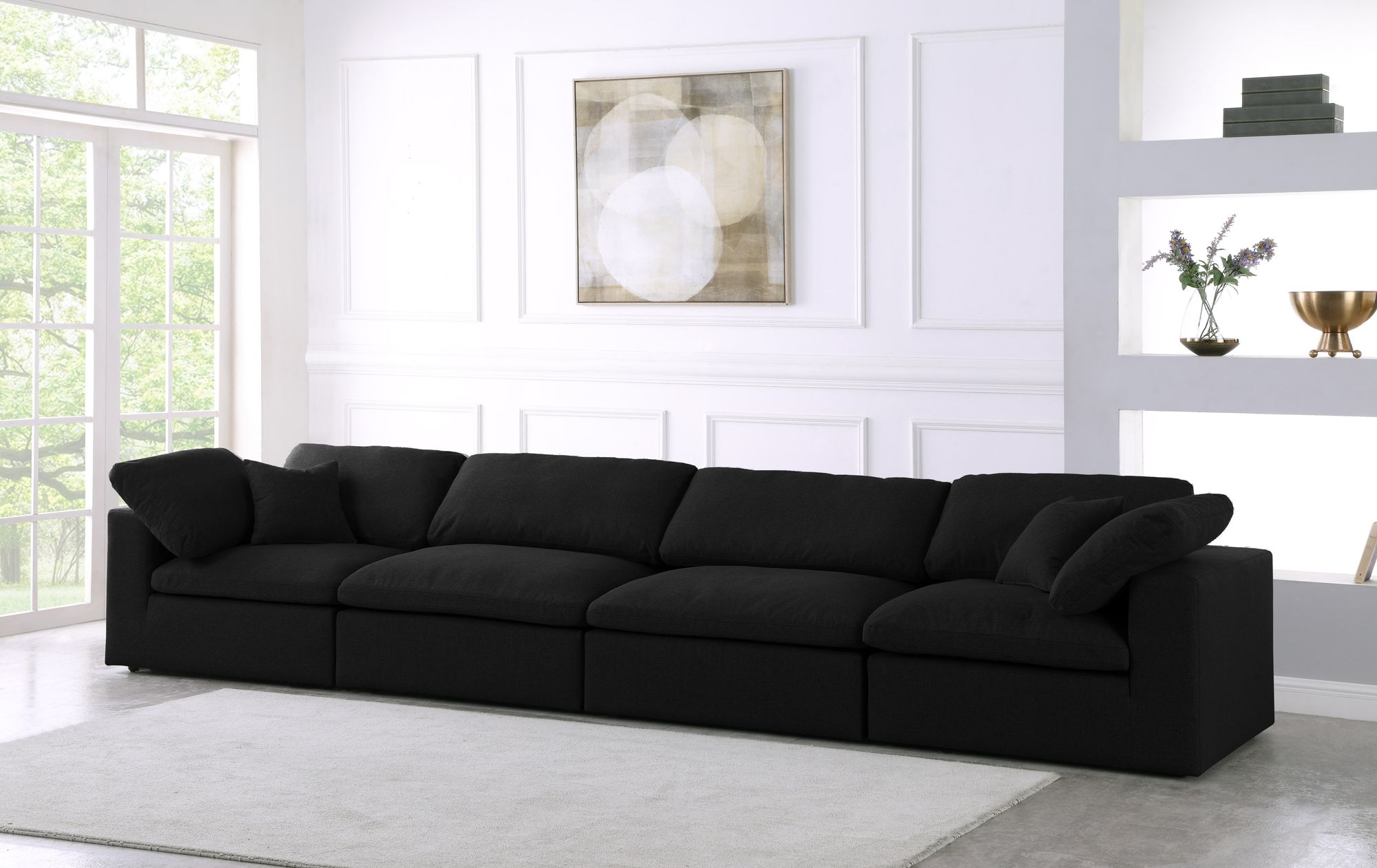 Serene 158" Linen Fabric Deluxe Comfort Modular Sofa