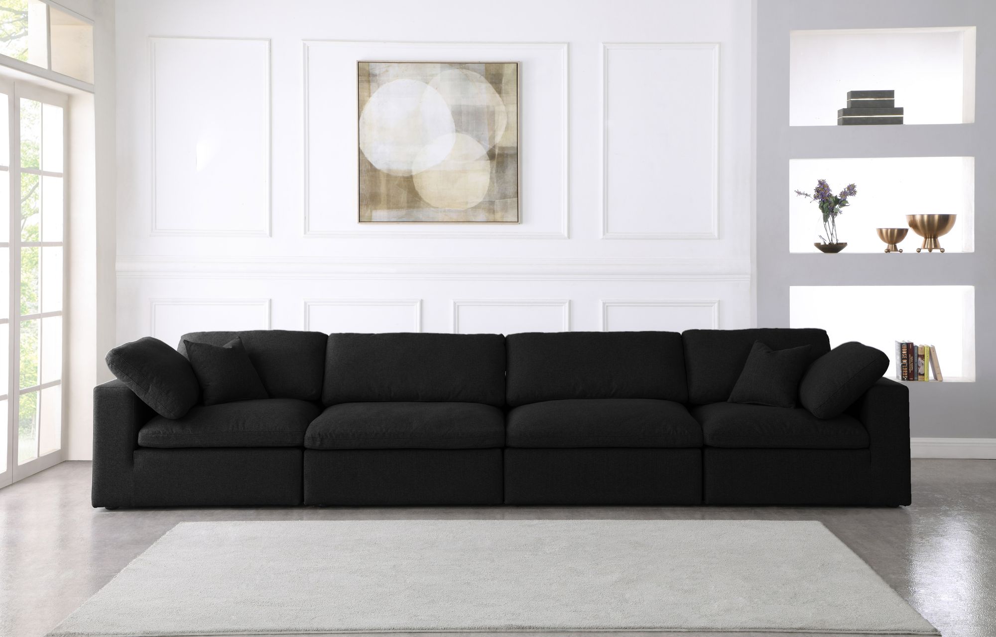 Serene 158" Linen Fabric Deluxe Comfort Modular Sofa
