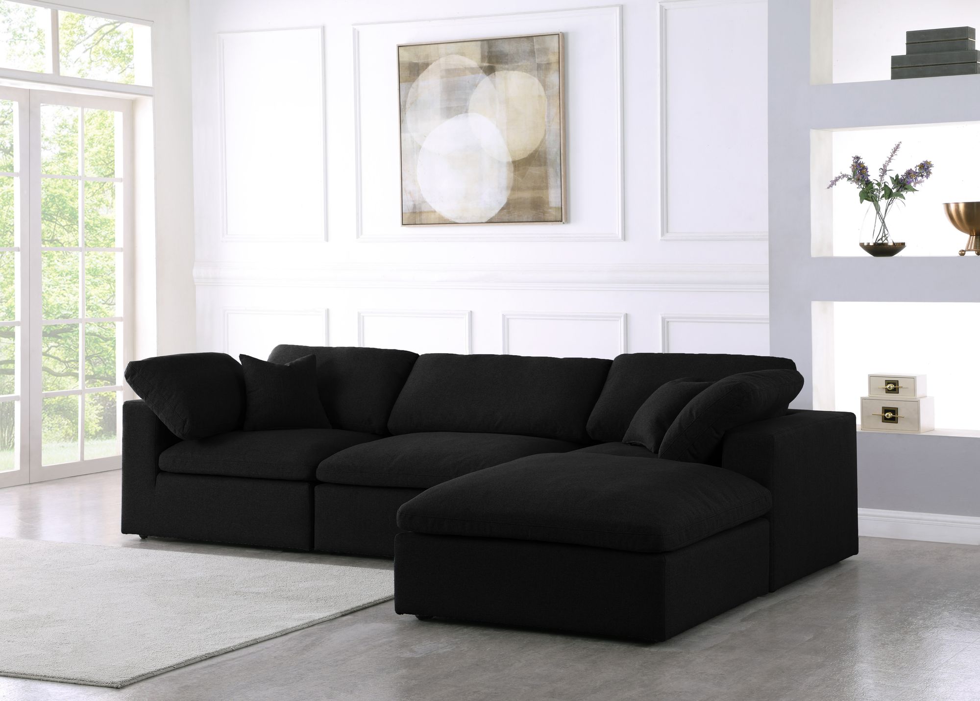 Serene 119" 4-Piece Linen Fabric Deluxe Comfort Modular Corner Sectional