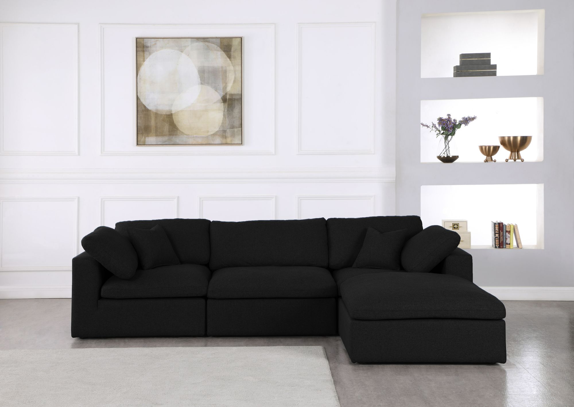 Serene 119" 4-Piece Linen Fabric Deluxe Comfort Modular Corner Sectional