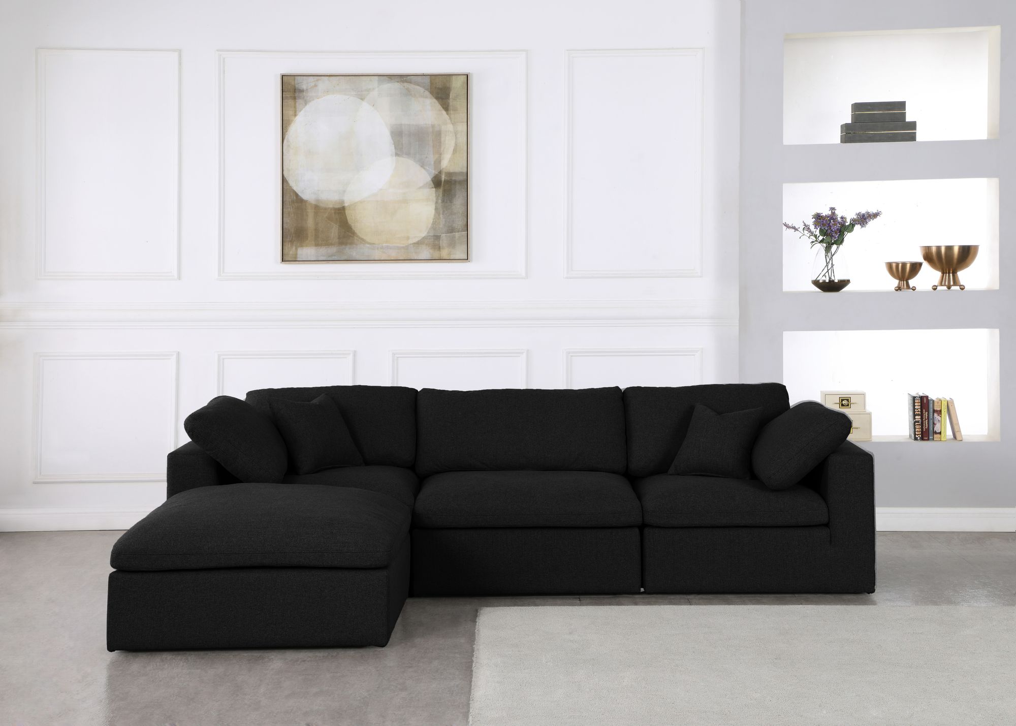 Serene 119" 4-Piece Linen Fabric Deluxe Comfort Modular Corner Sectional