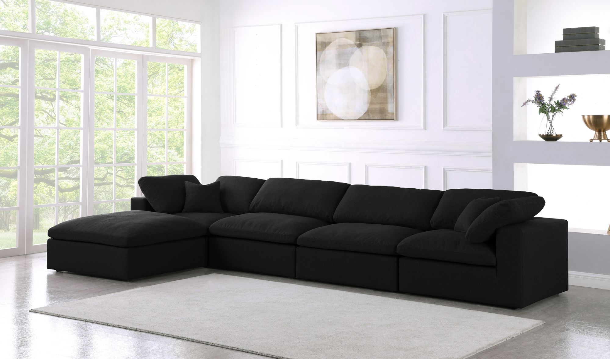 Serene 158" 5-Piece Linen Fabric Deluxe Comfort Modular Sectional