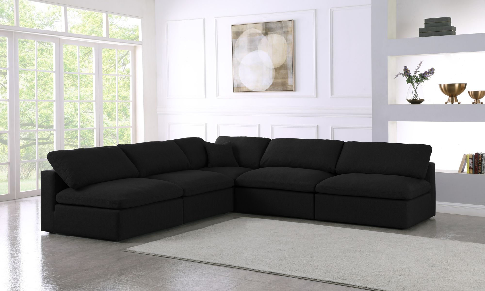 Serene 118" 5-Piece Linen Fabric Deluxe Comfort Modular Armless Sectional
