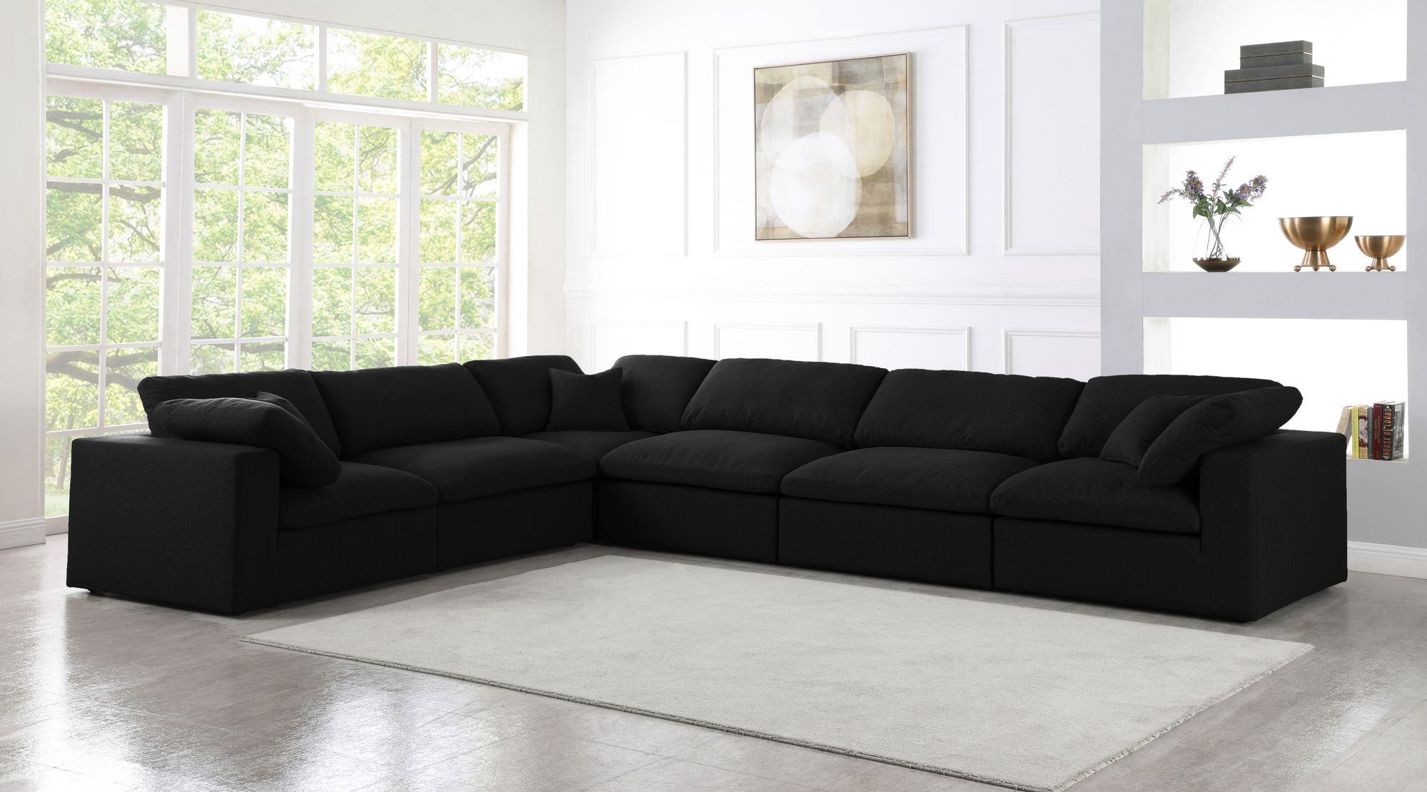 Serene 158" 6-Piece Linen Fabric Deluxe Comfort Modular Corner Sectional
