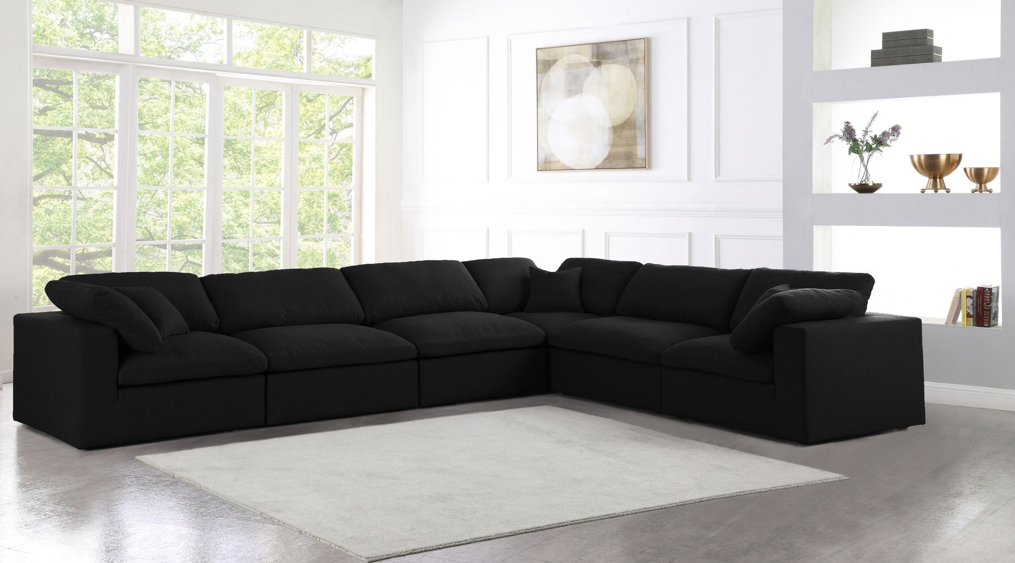 Serene 158" 6-Piece Linen Fabric Deluxe Comfort Modular Corner Sectional