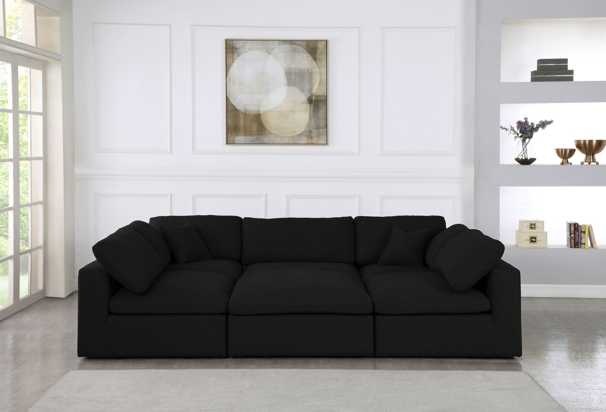 Serene 119" 6-Piece Linen Fabric Deluxe Comfort Modular Sectional