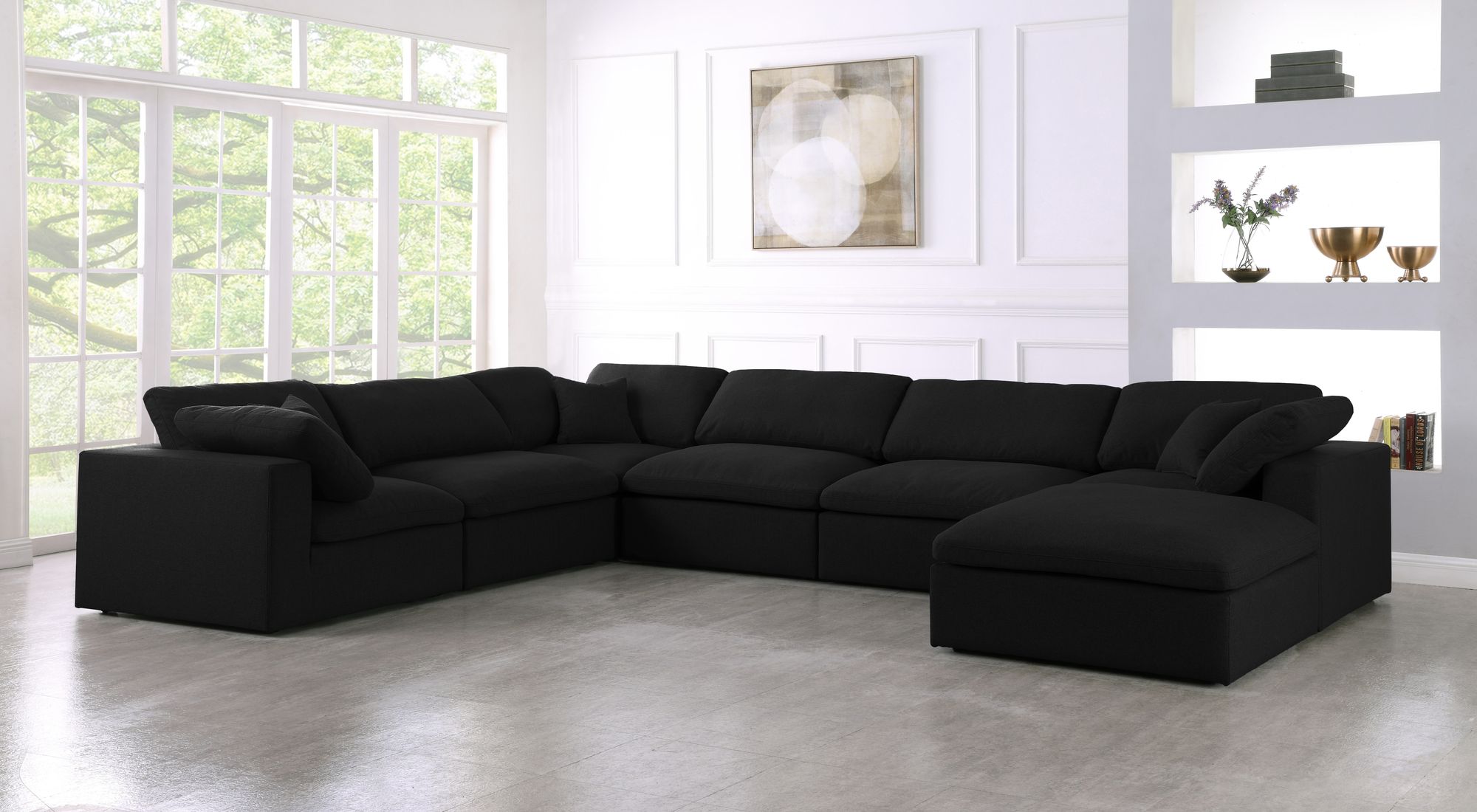 Serene 158" 7-Piece Linen Fabric Deluxe Comfort Modular Sectional