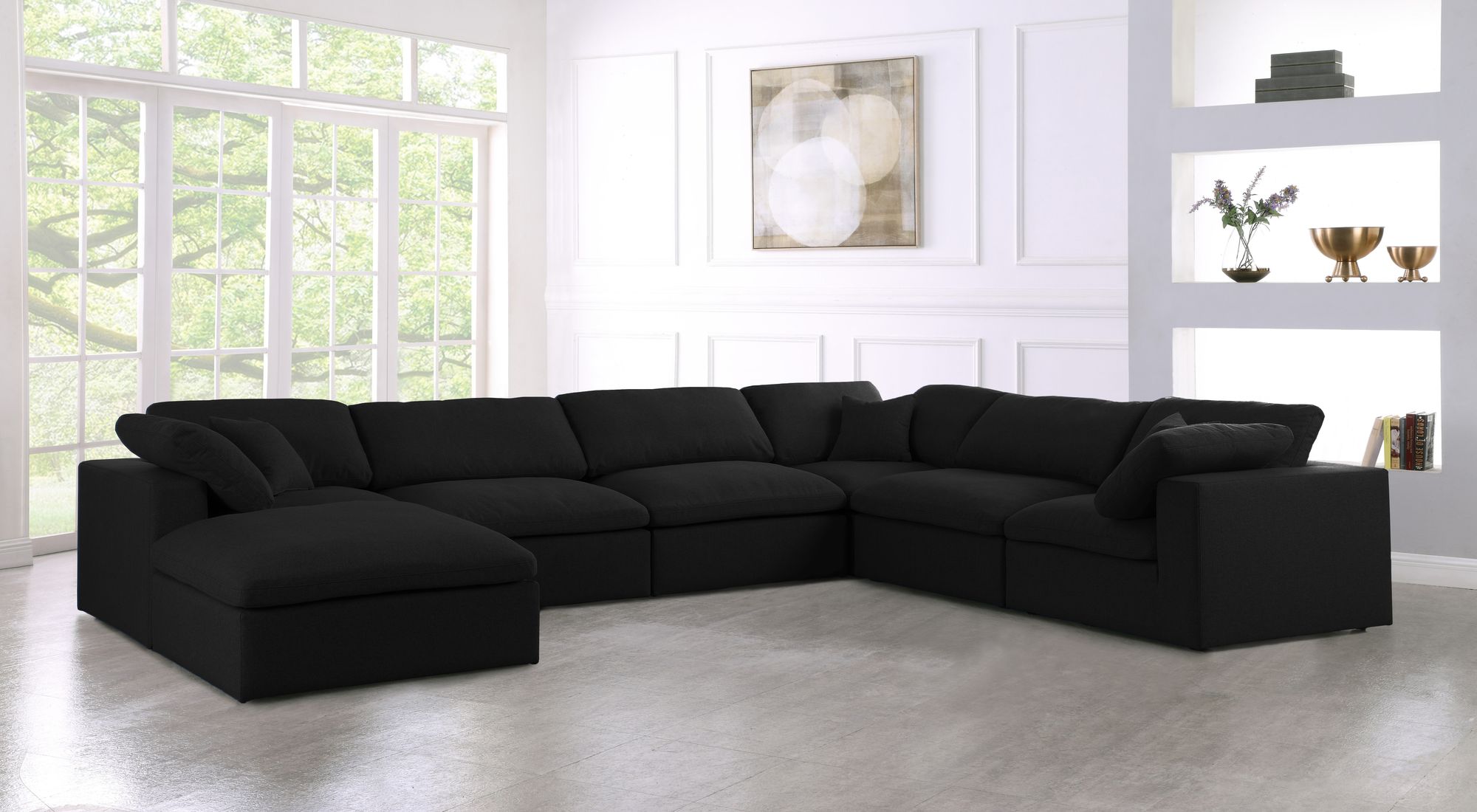 Serene 158" 7-Piece Linen Fabric Deluxe Comfort Modular Sectional