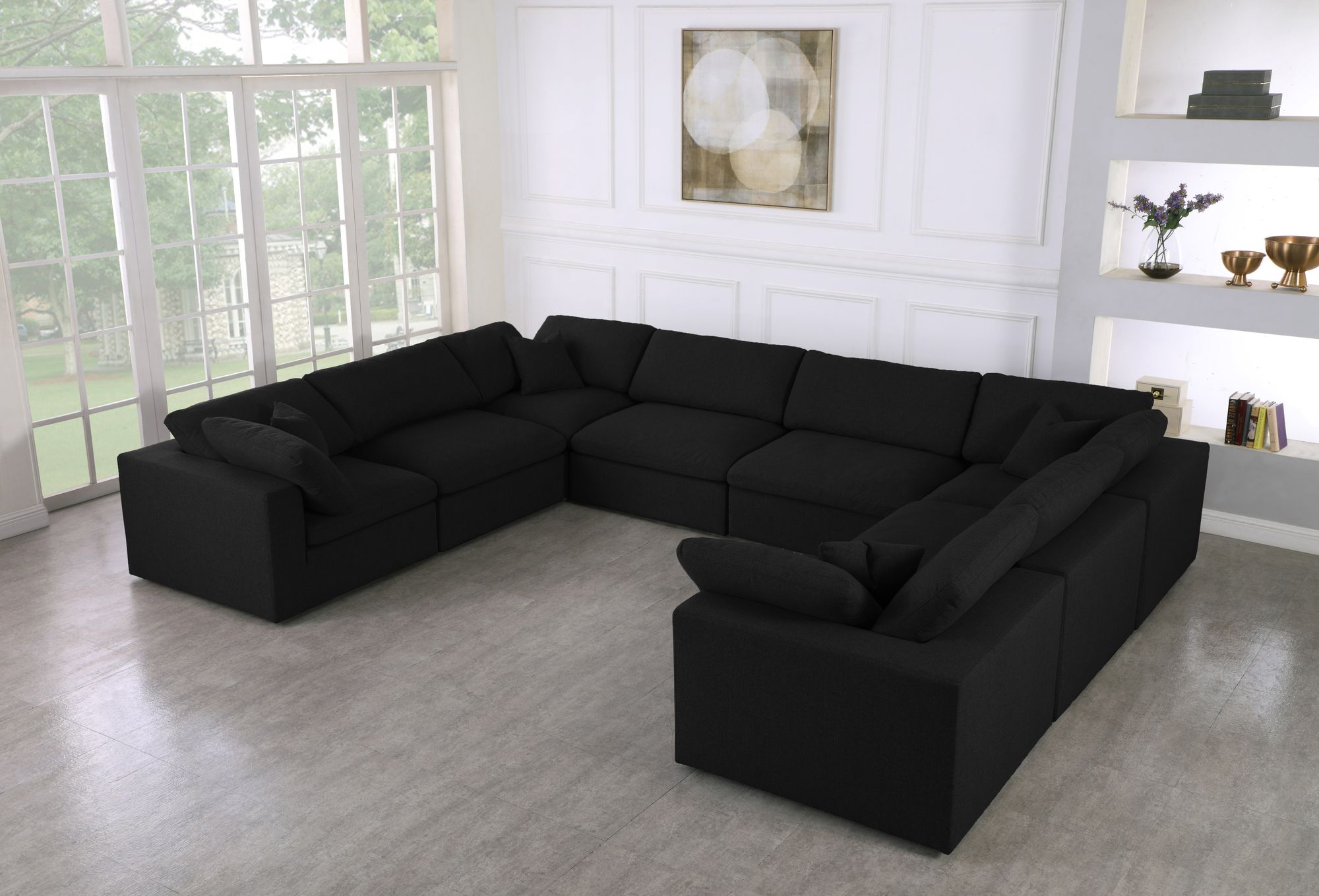Serene 158" 8-Piece Linen Fabric Deluxe Comfort Modular Sectional
